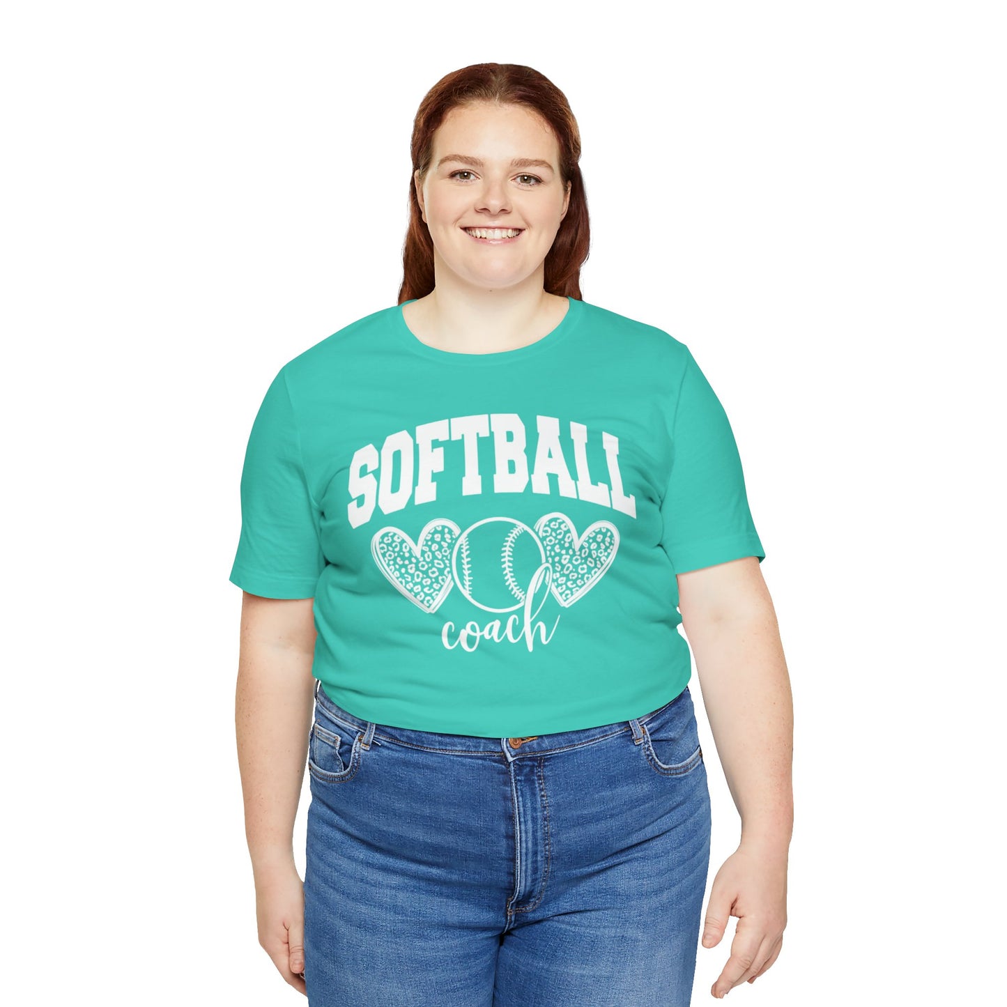 Softball Coach Hearts T Shirt (Light 2)