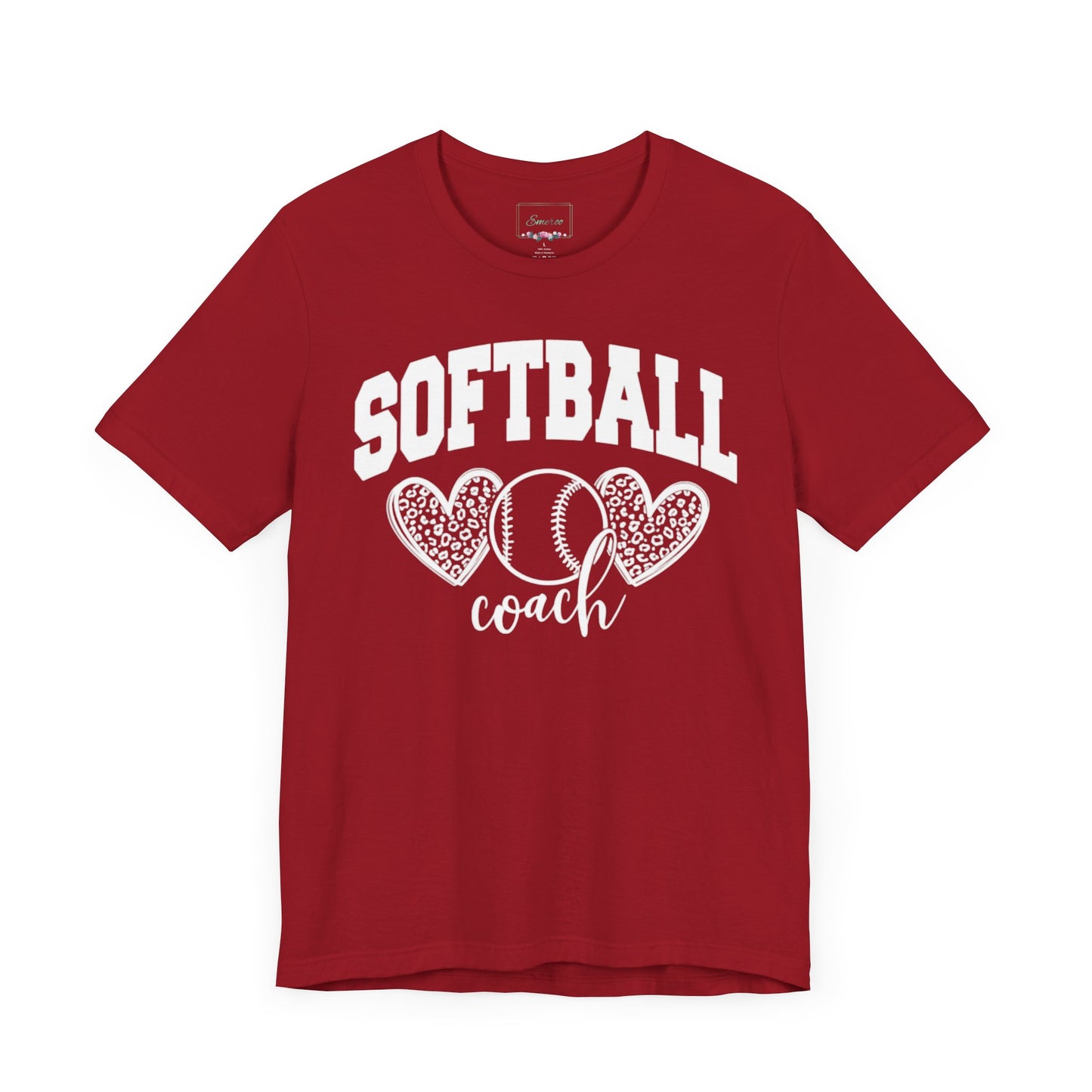 Softball Coach Hearts T Shirt (Dark 1)