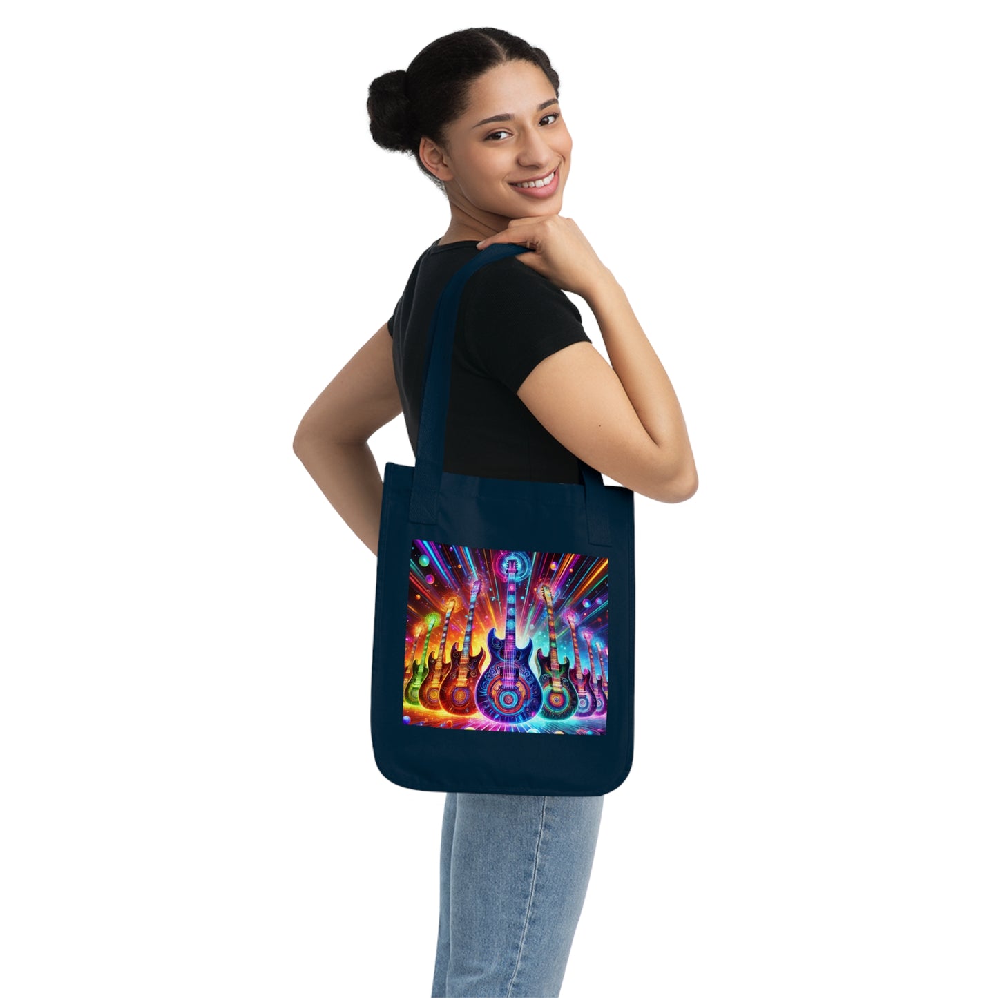 Retro Guitar Organic Canvas Tote Bag