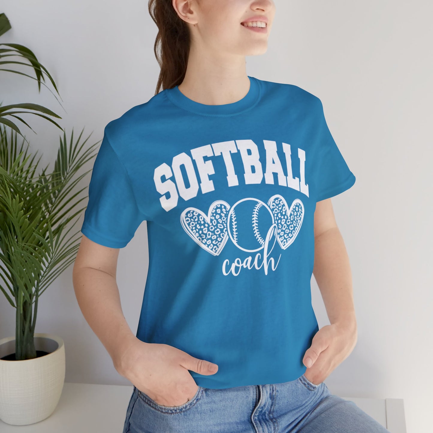 Softball Coach Hearts T Shirt (Light 2)