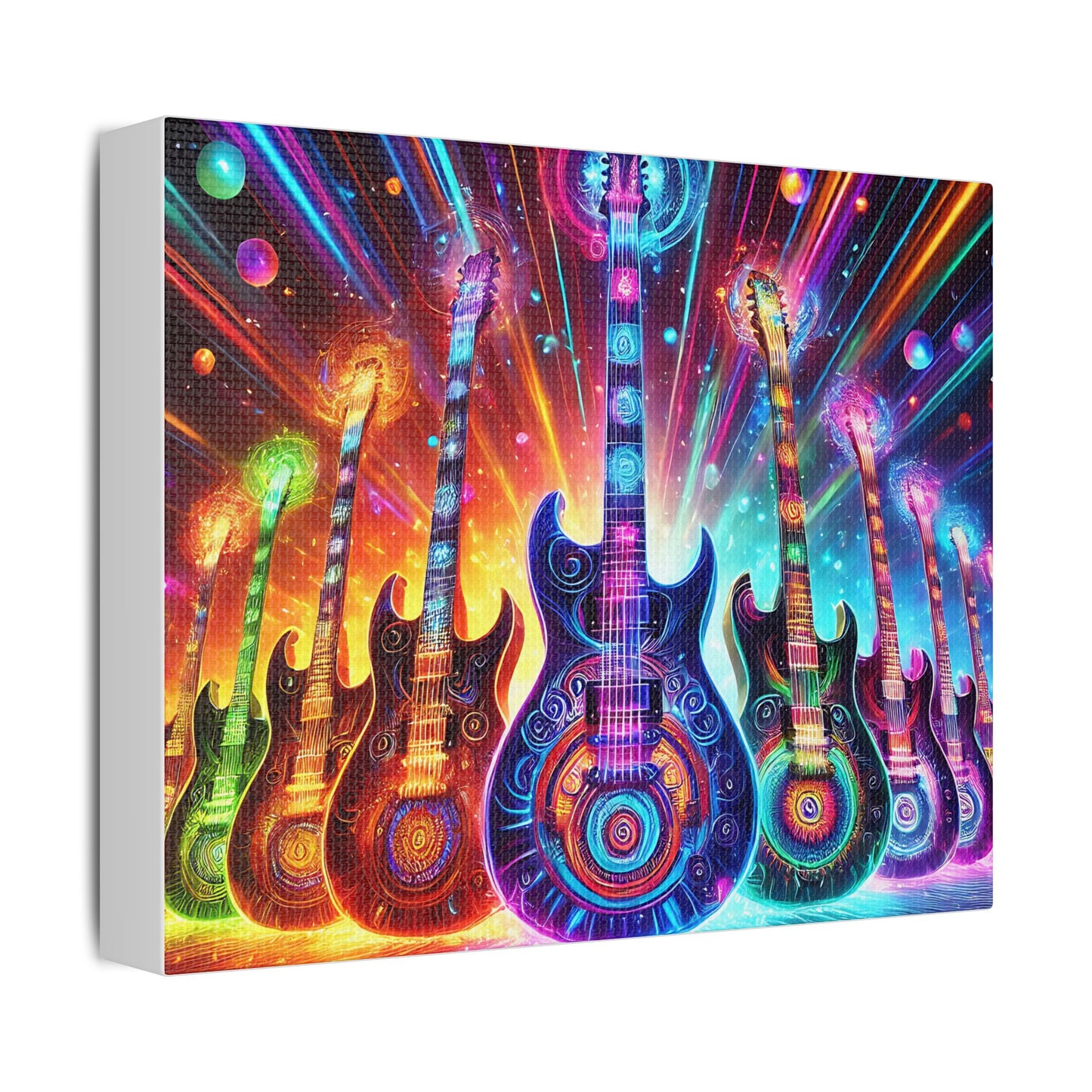 Retro Guitar Satin Canvas, Stretched