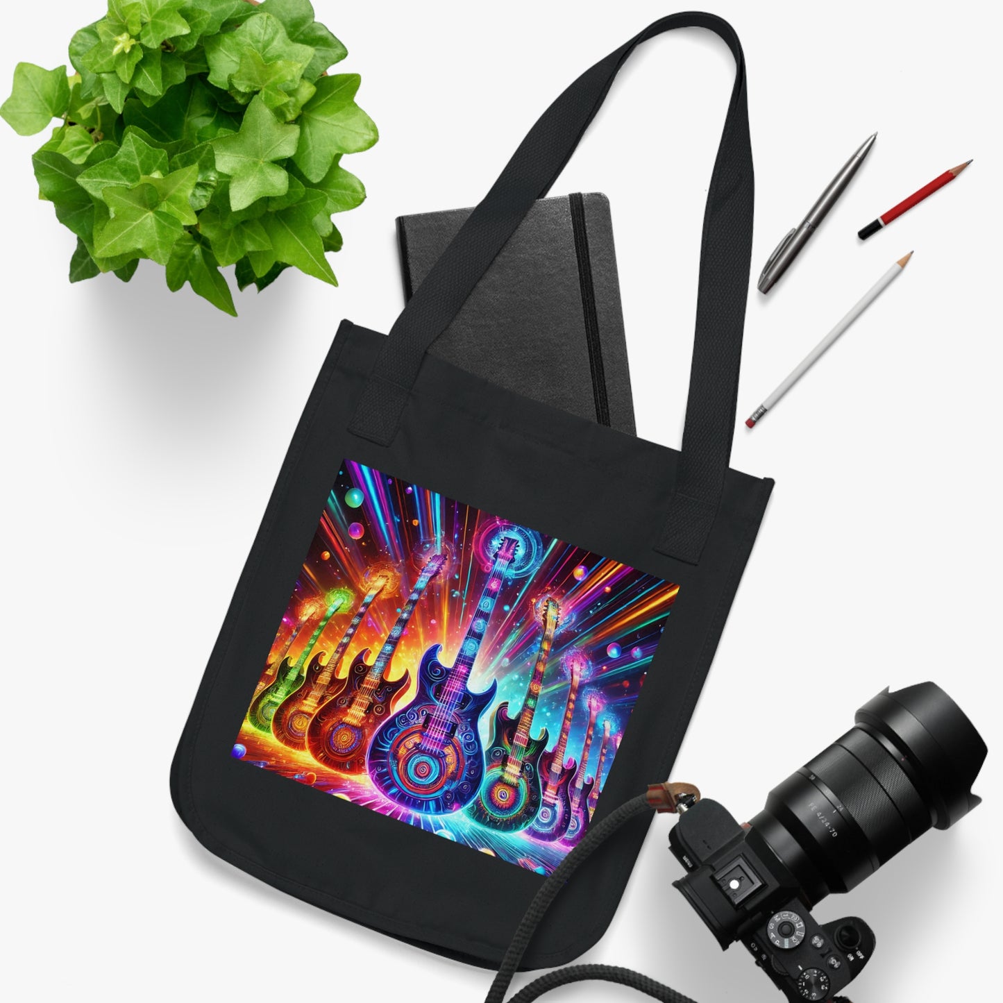Retro Guitar Organic Canvas Tote Bag