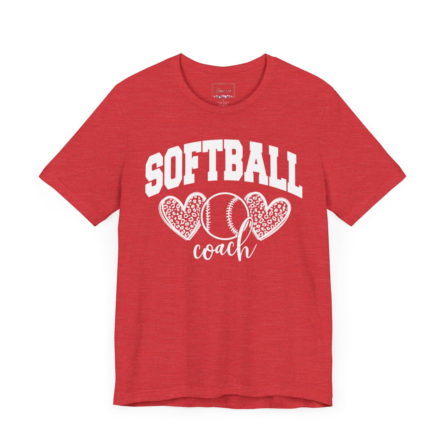 Softball Coach Hearts T Shirt (Dark 1)