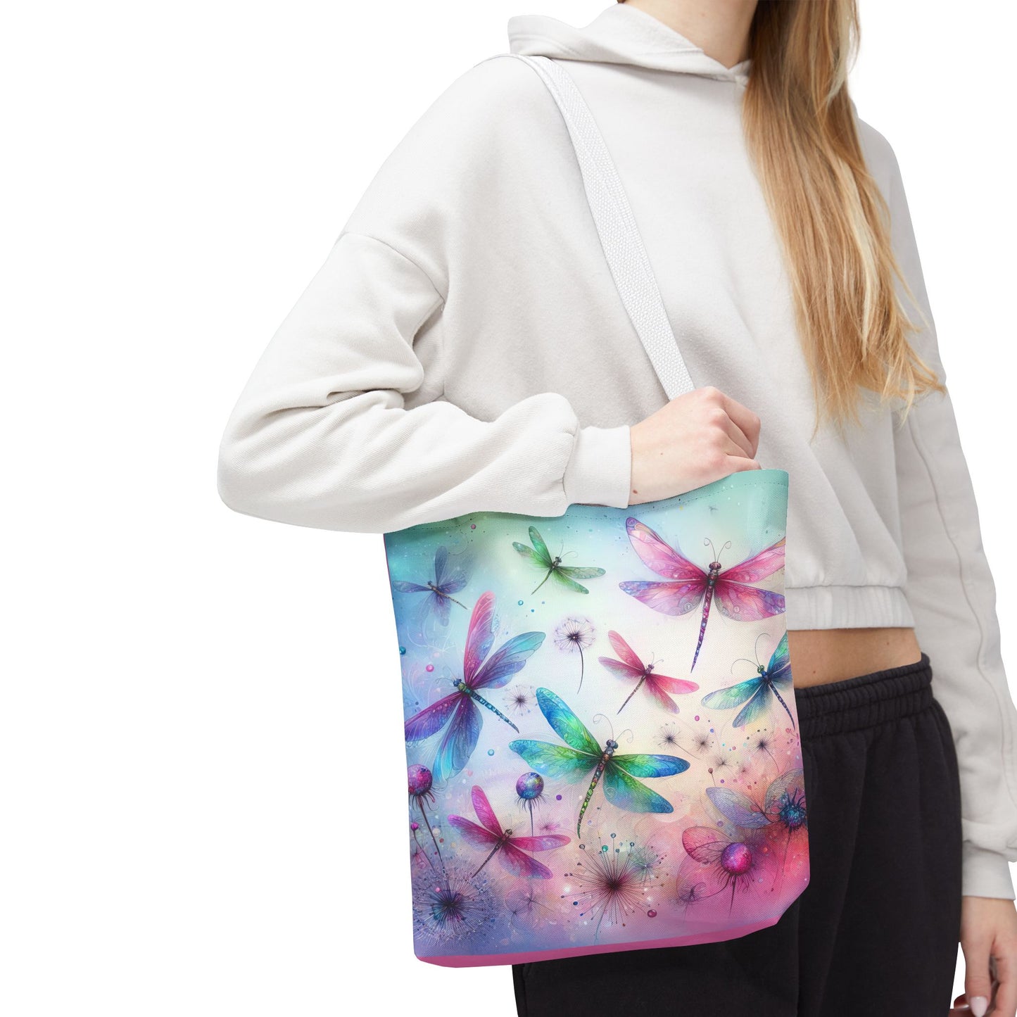 Dragonfly Tote Bag with Pastel Watercolor Design
