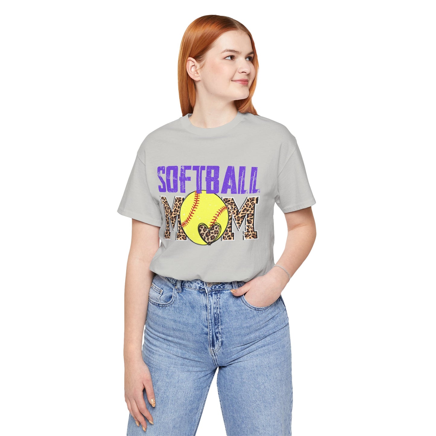 Leopard Softball Mom T Shirt (Light)
