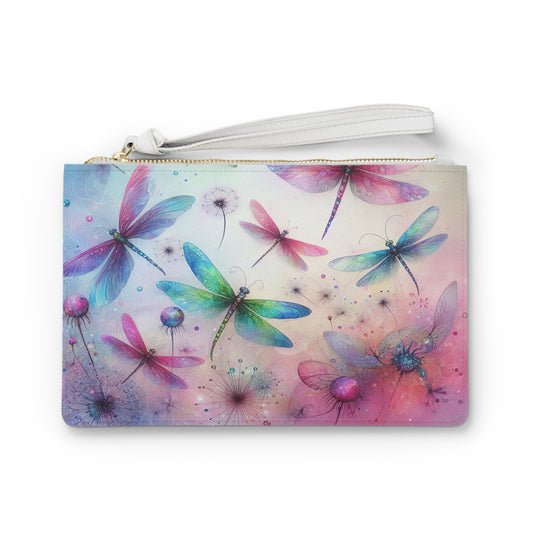 Watercolor Dragonfly Clutch Bag