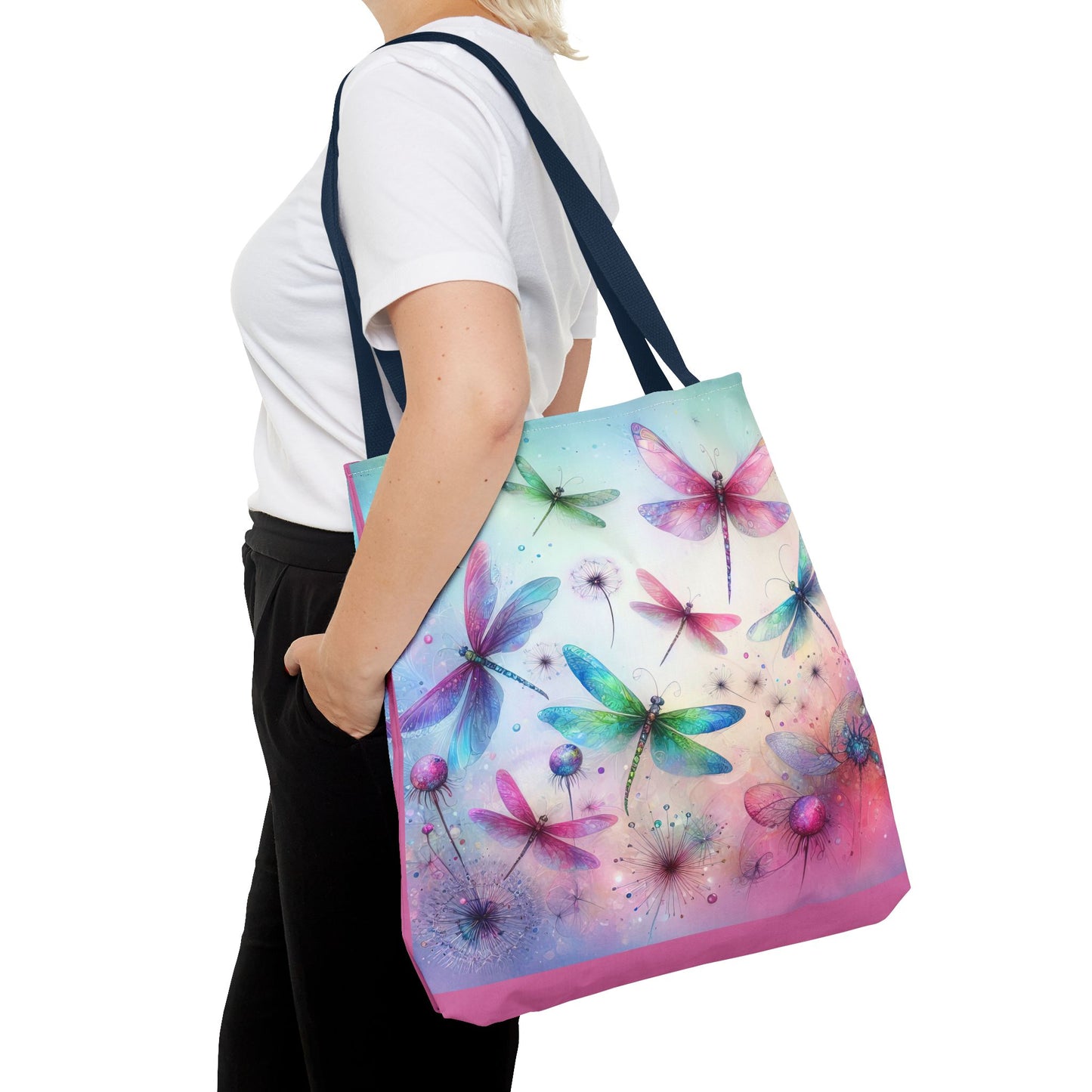 Dragonfly Tote Bag with Pastel Watercolor Design