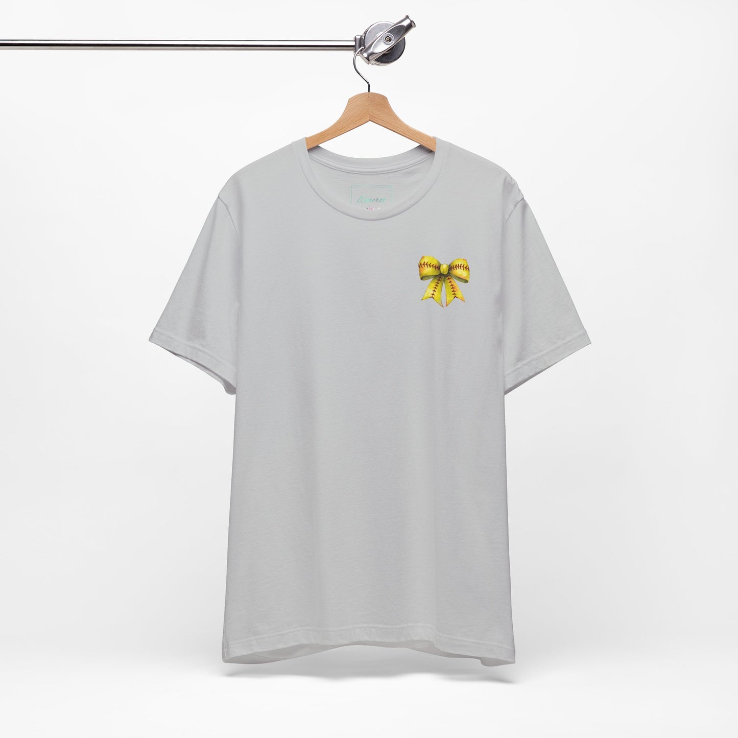Coquette Bow Front Softball Mom  Rear T Shirt (Light)