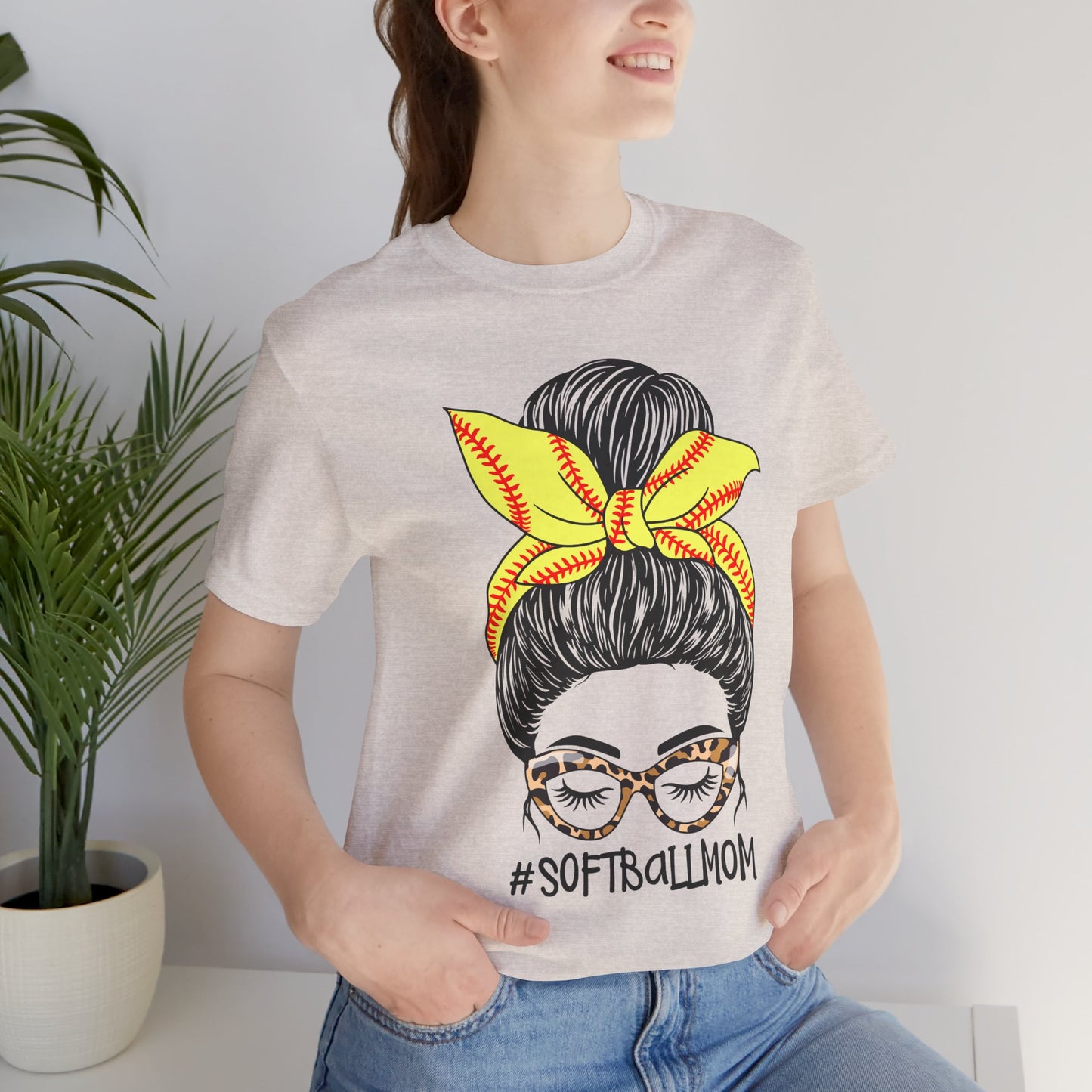Messy Bun Softball Mom T Shirt (Light)