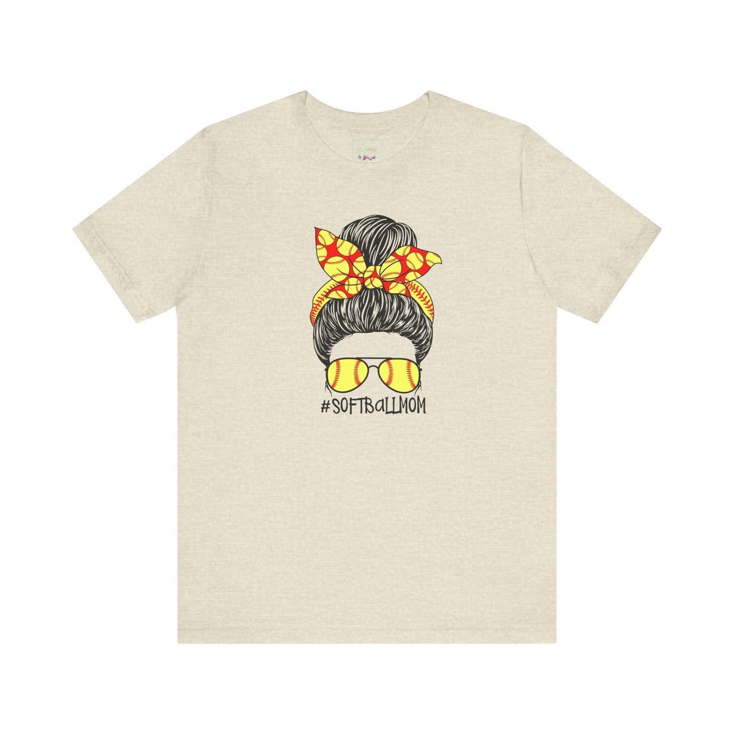 Softball Mom Messy Bun and Glasses T Shirt (Light)