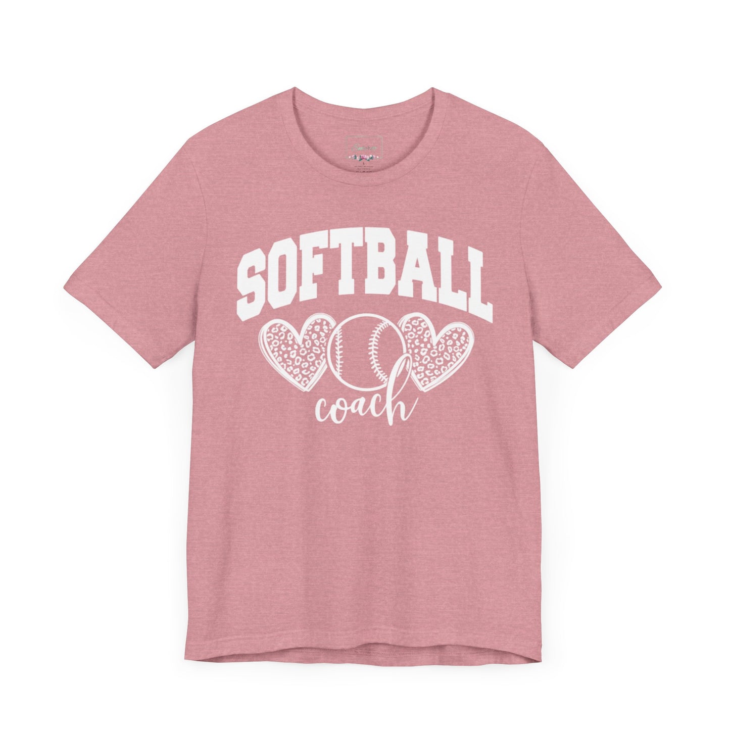 Softball Coach Hearts T Shirt (Light 1)