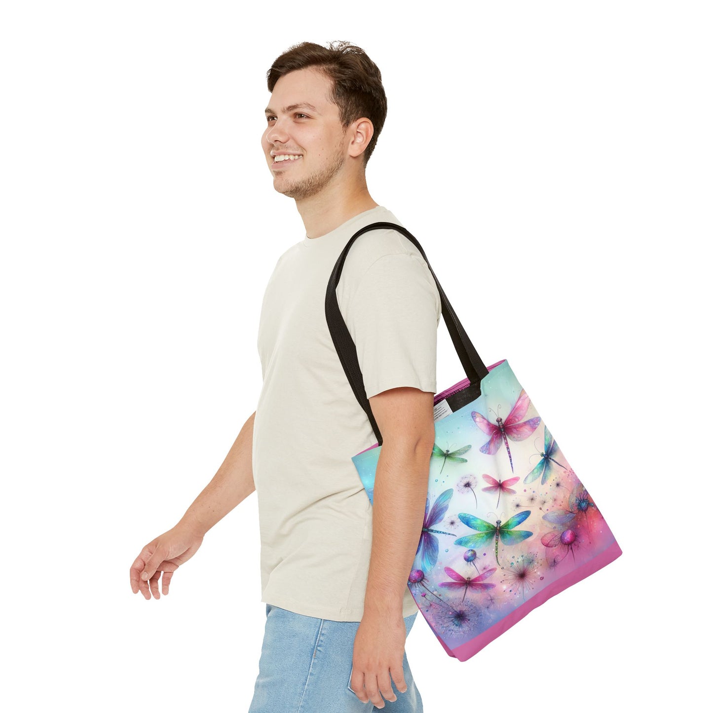 Dragonfly Tote Bag with Pastel Watercolor Design