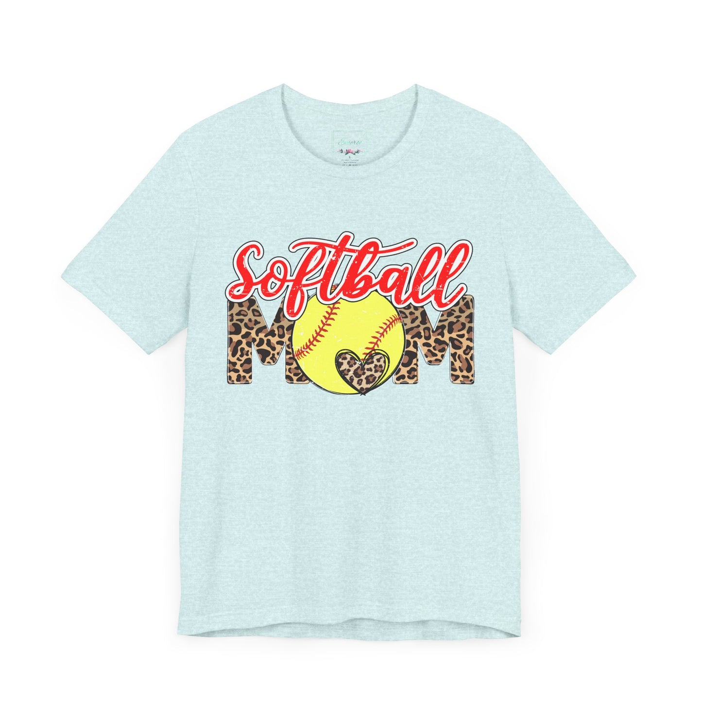 Red and Leopard Softball Mom T Shirt (Light)