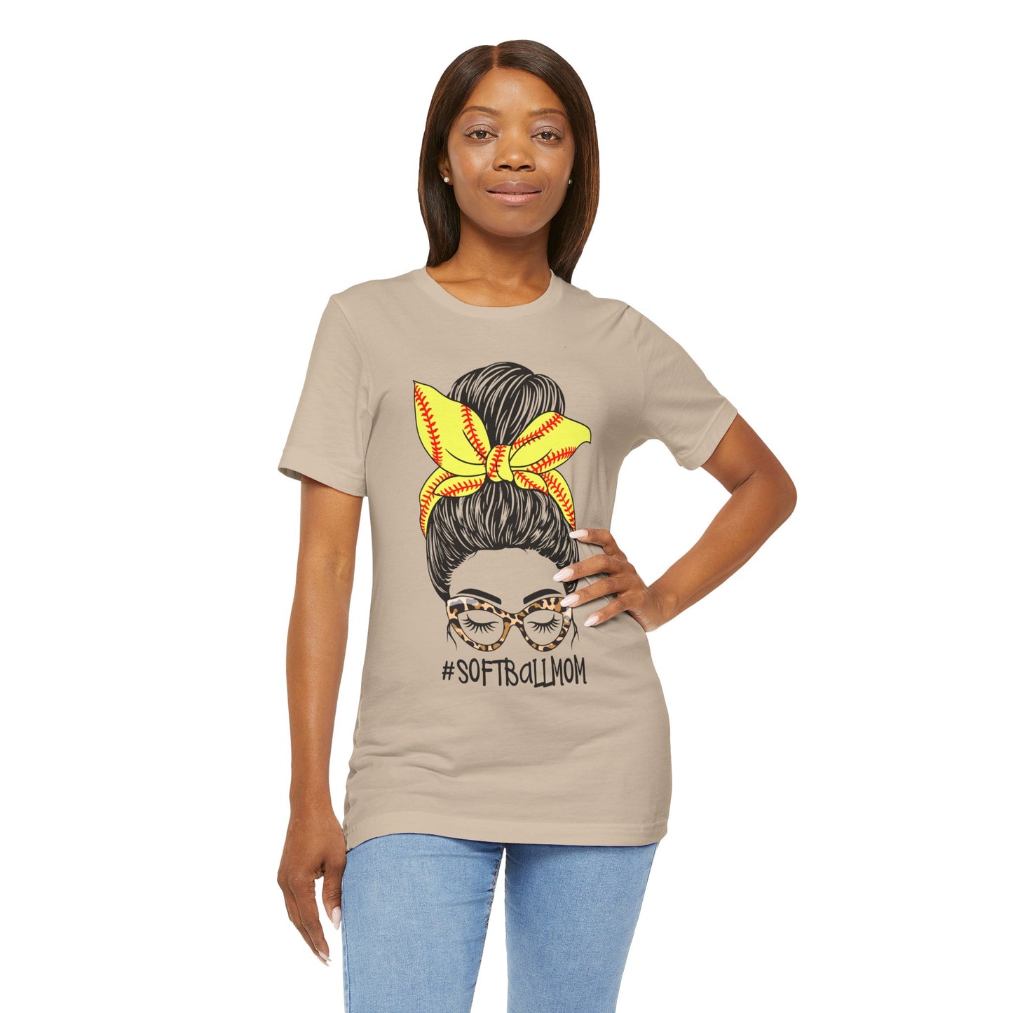Messy Bun Softball Mom T Shirt (Light)