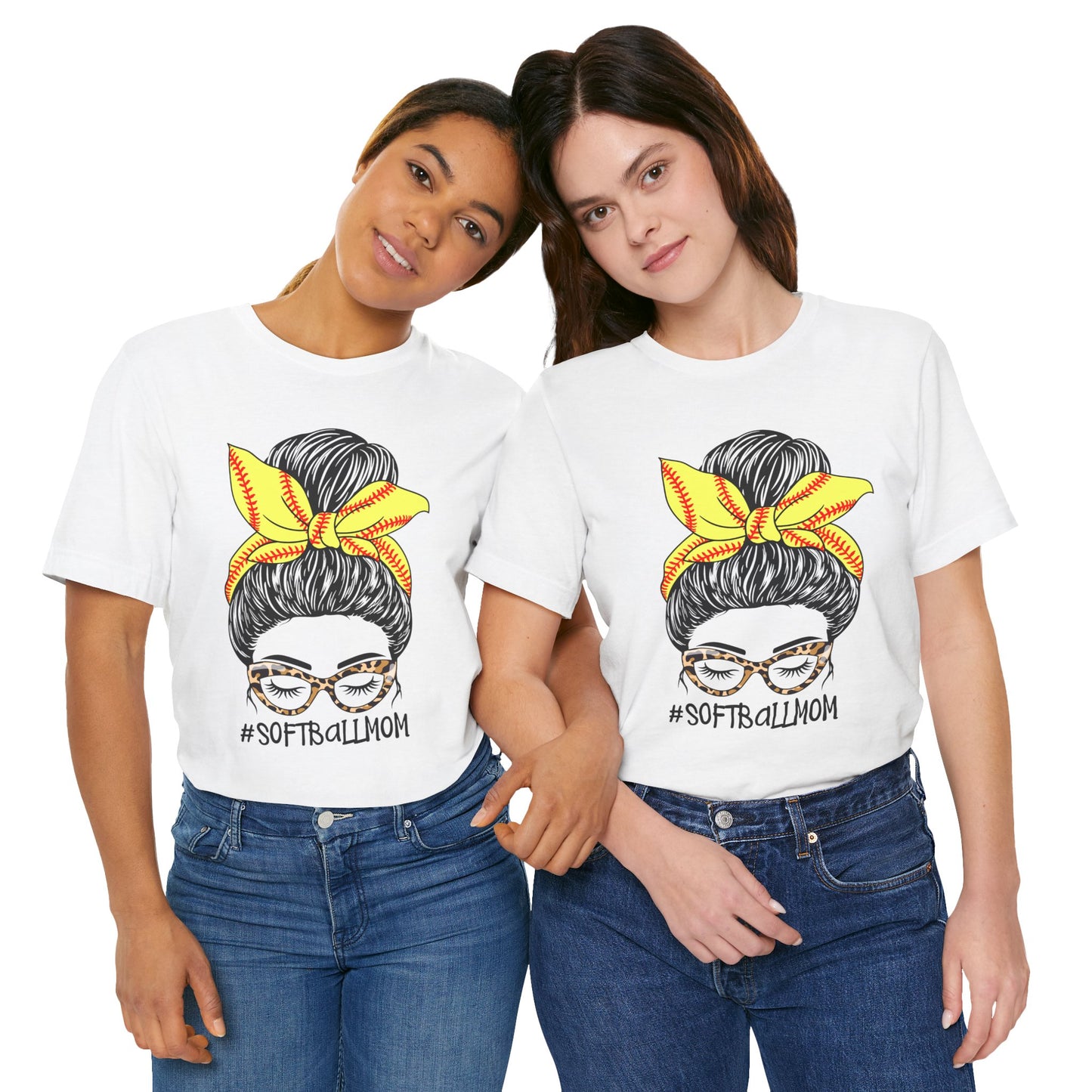 Messy Bun Softball Mom T Shirt (Light)