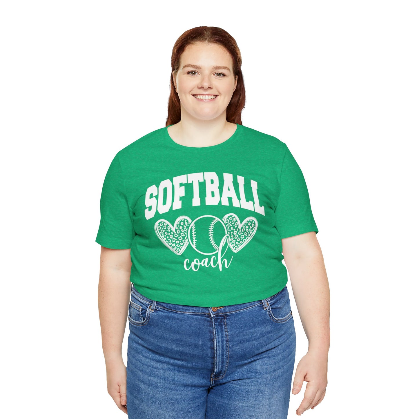 Softball Coach Hearts T Shirt (Light 2)