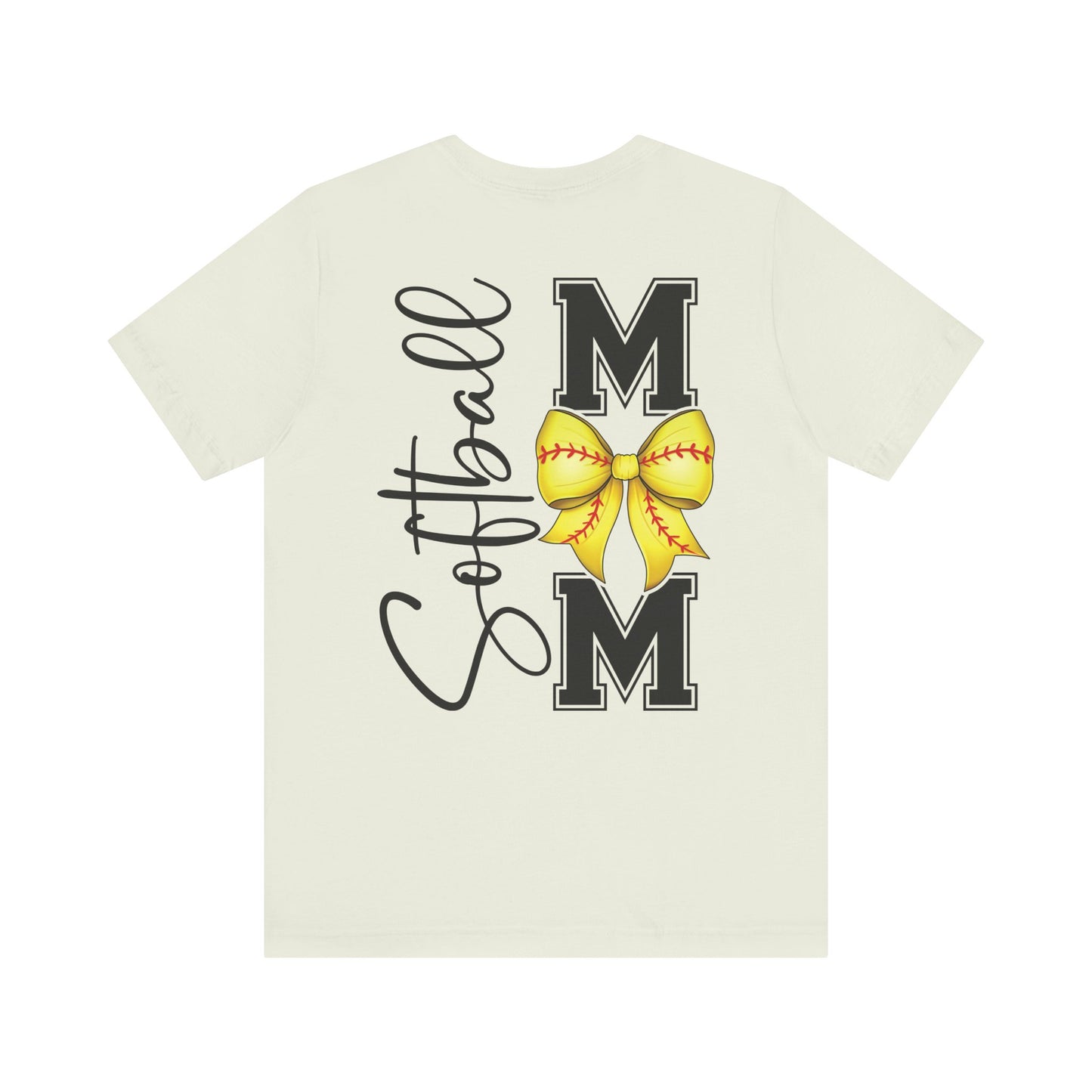 Coquette Bow Front Softball Mom  Rear T Shirt (Light)