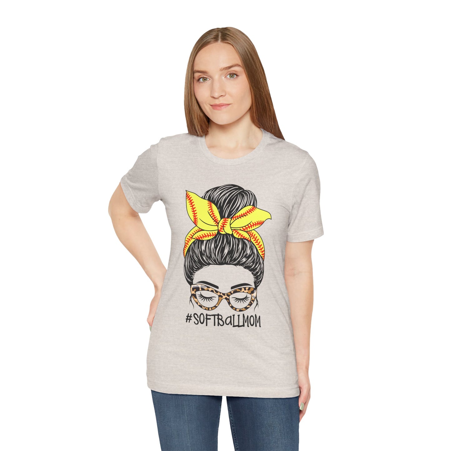 Messy Bun Softball Mom T Shirt (Light)