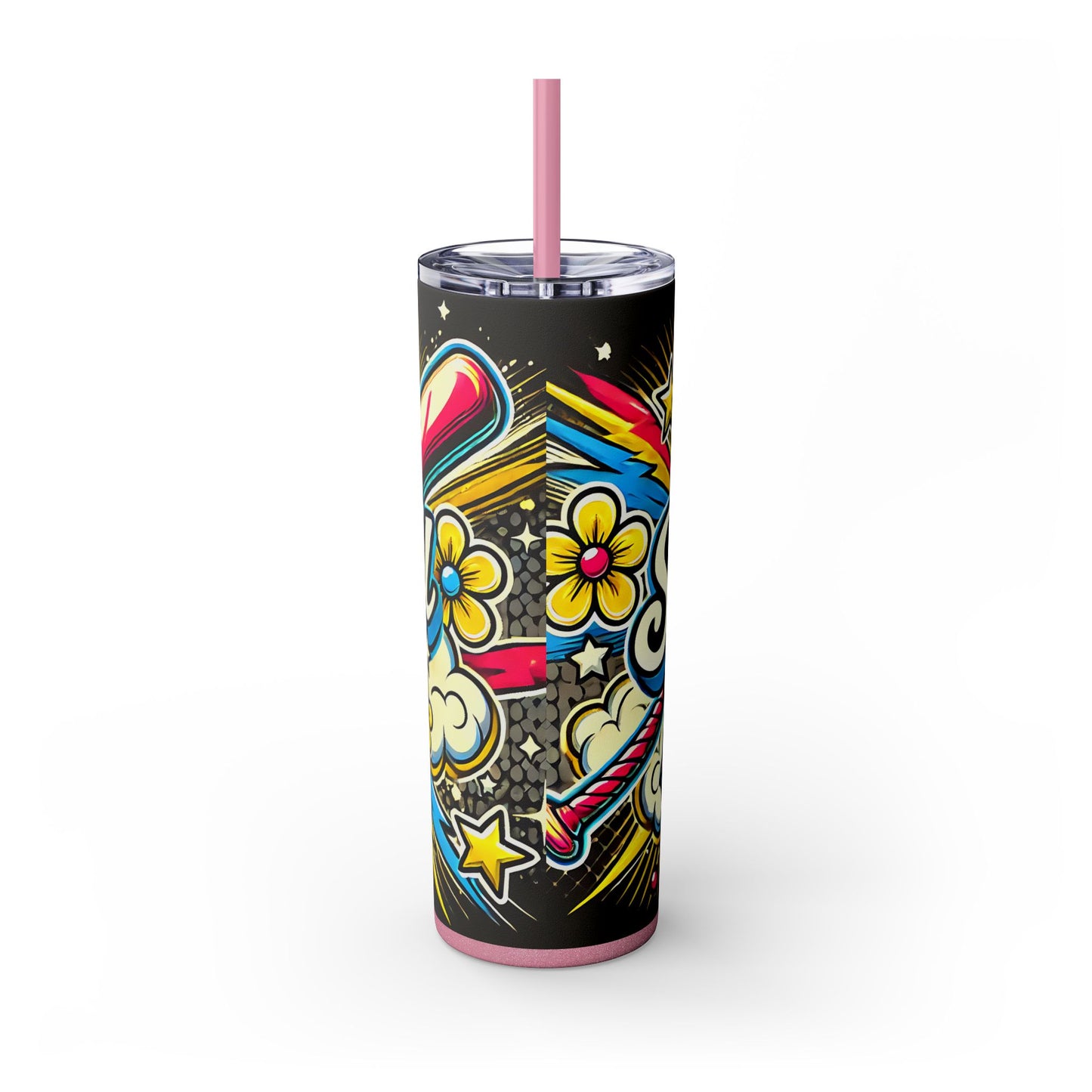 Cartoon Inspired Softball Mom Skinny Tumbler with Straw, 20oz