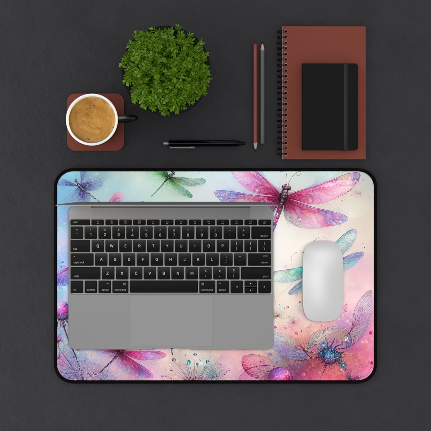 Watercolor dragonfly Desk Mat