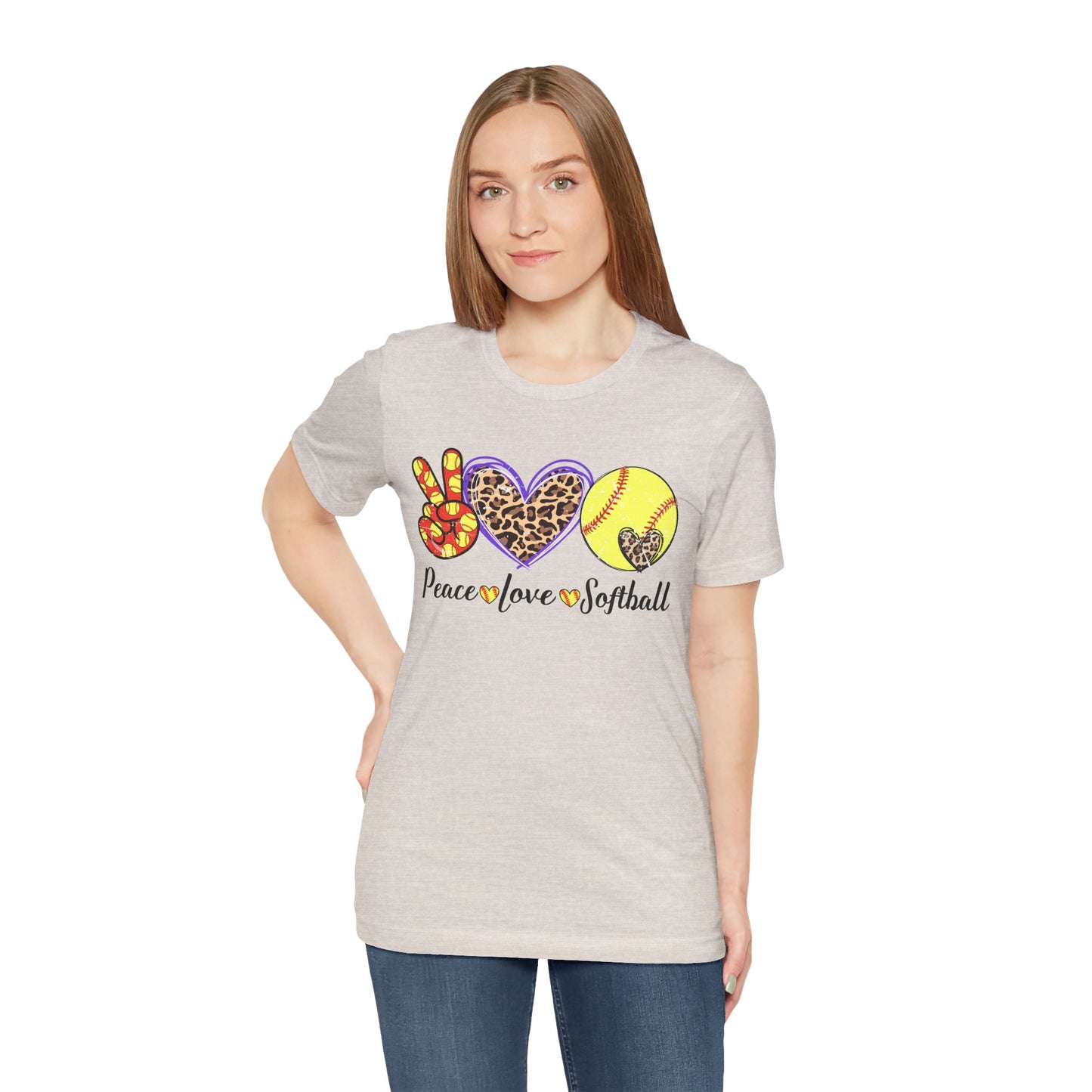 Peace Love Softball T Shirt (Light)