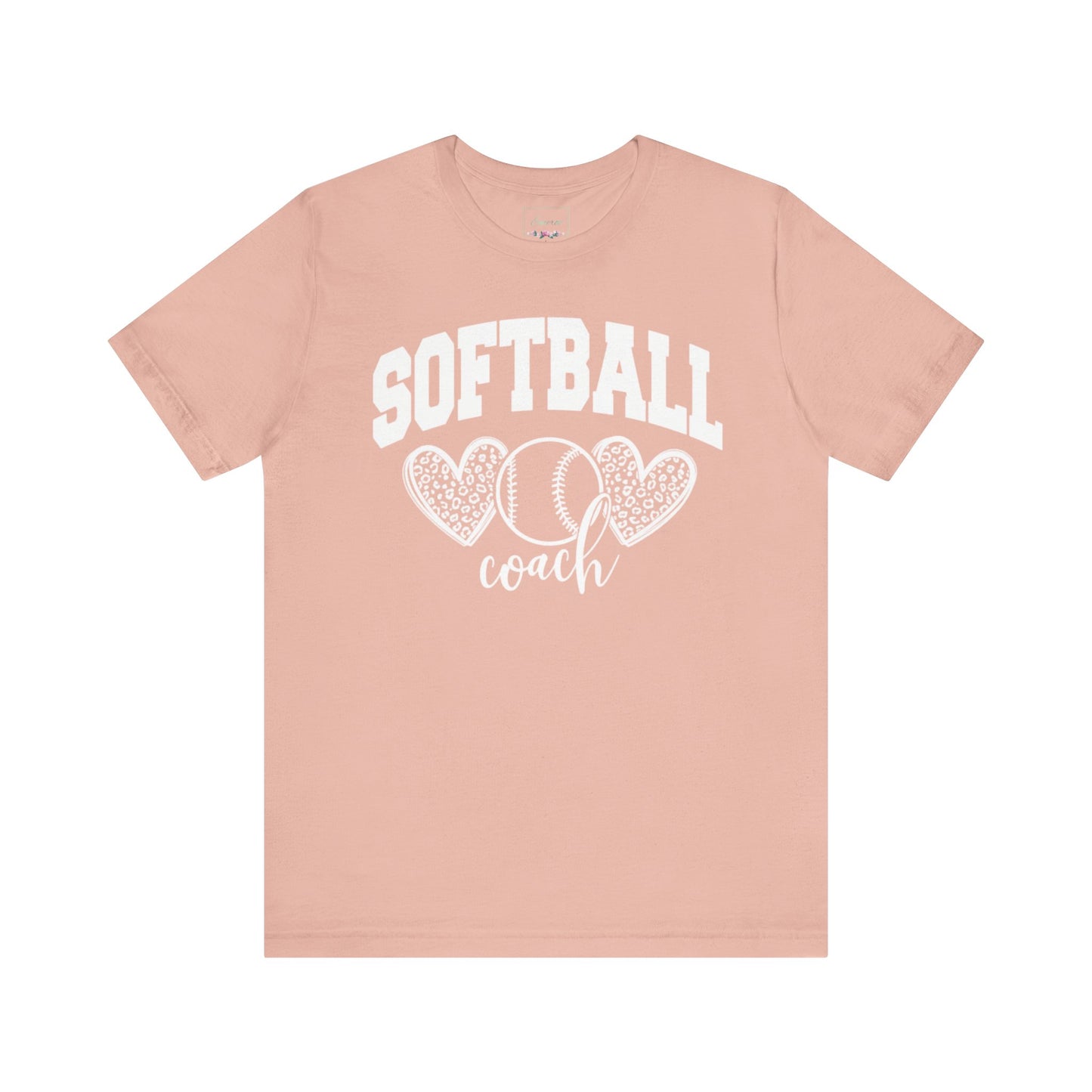 Softball Coach Hearts T Shirt (Light 1)