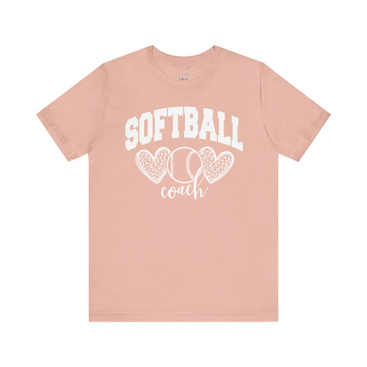 Softball Coach Hearts T Shirt (Light 1)