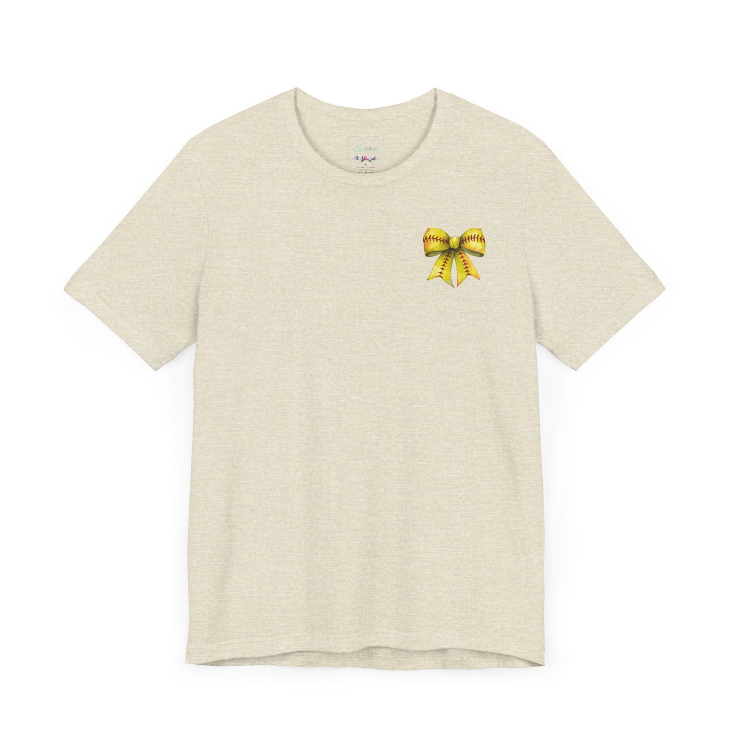 Coquette Bow Front Softball Mom  Rear T Shirt (Light)