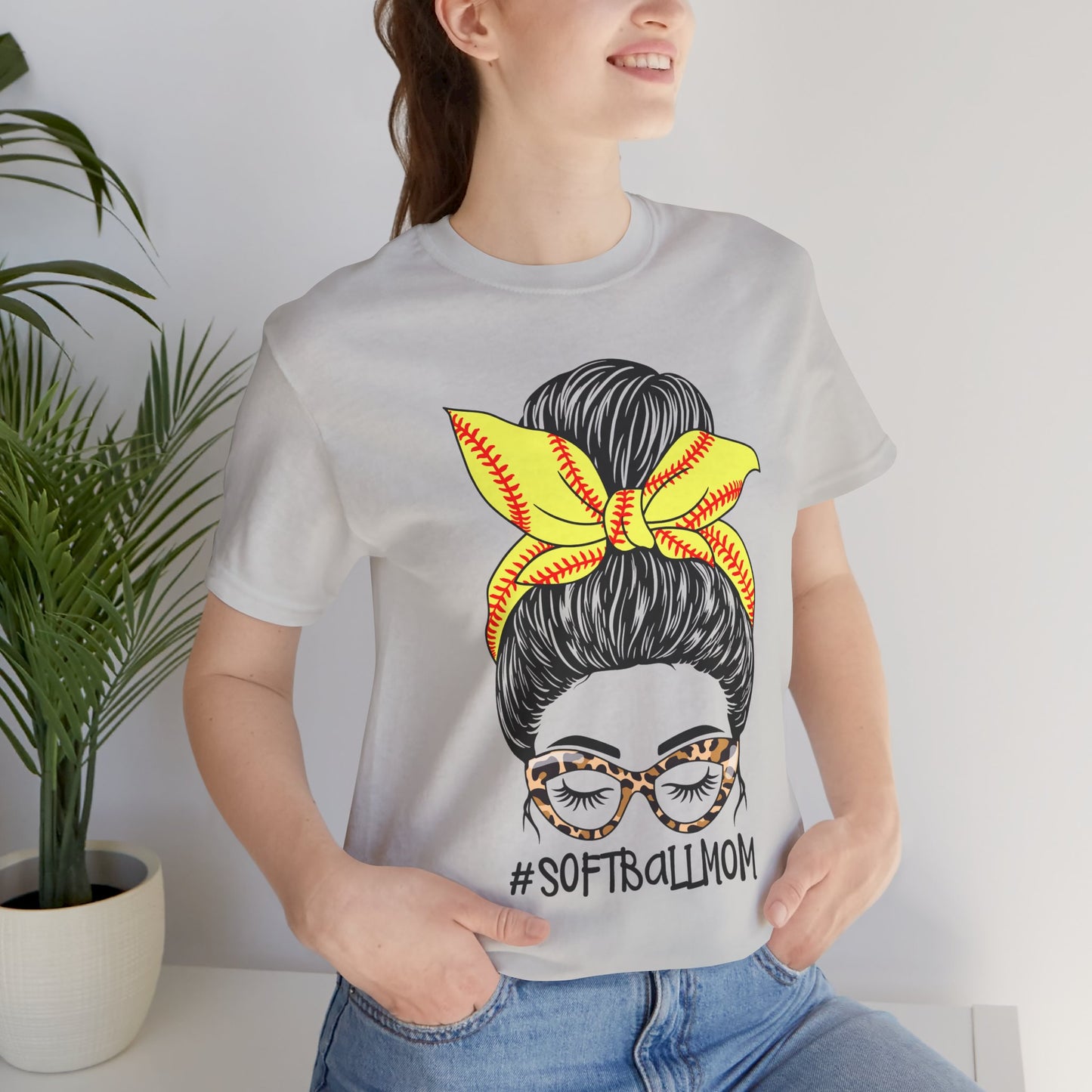 Messy Bun Softball Mom T Shirt (Light)