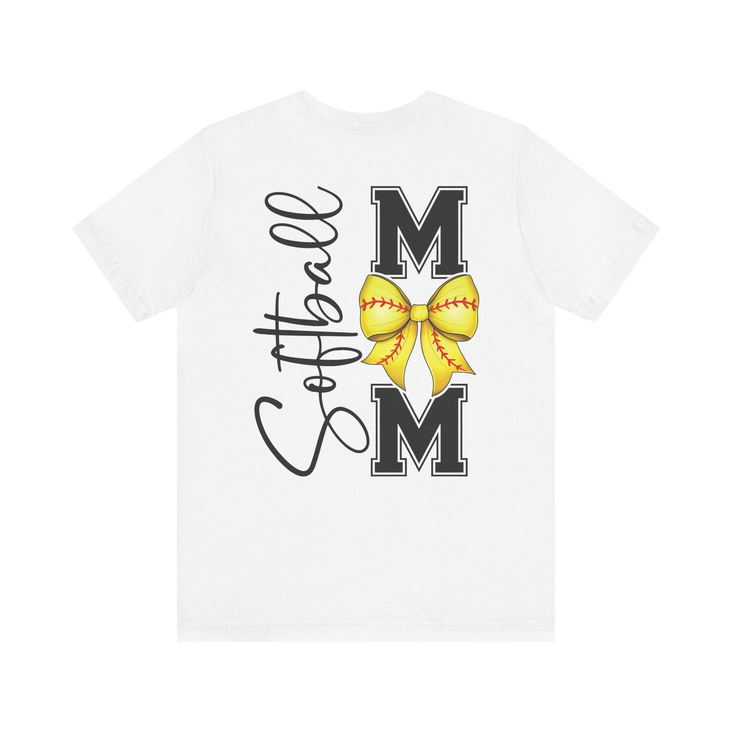 Coquette Bow Front Softball Mom  Rear T Shirt (Light)