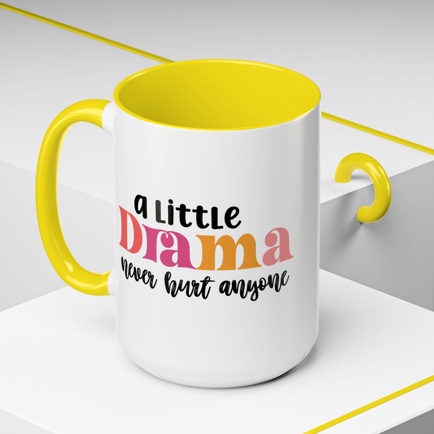 Sarcastic Accent Coffee Mug - "A little drama" - Fun Gift for Self-Care, Motivation, & Celebrations