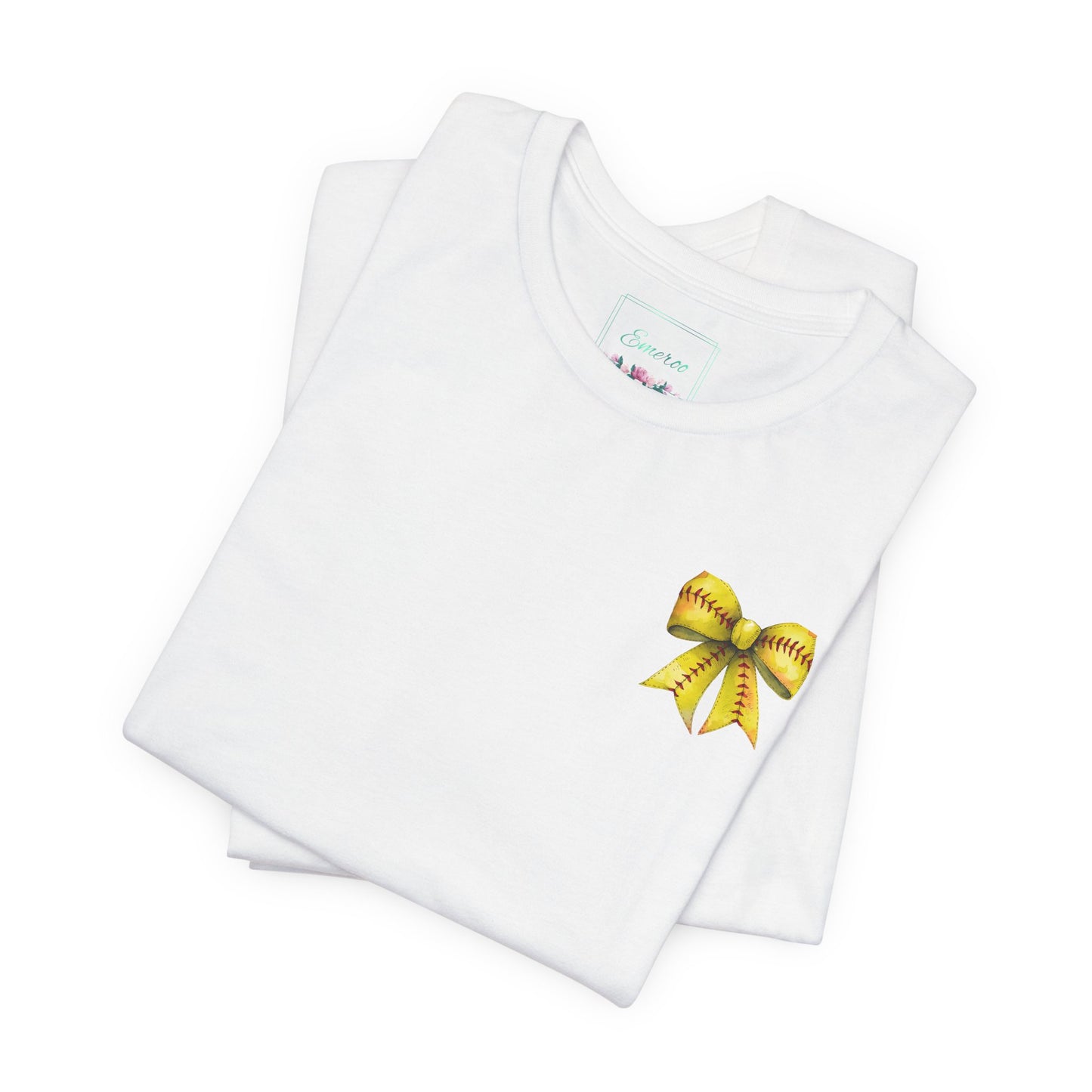 Coquette Bow Front Softball Mom  Rear T Shirt (Light)