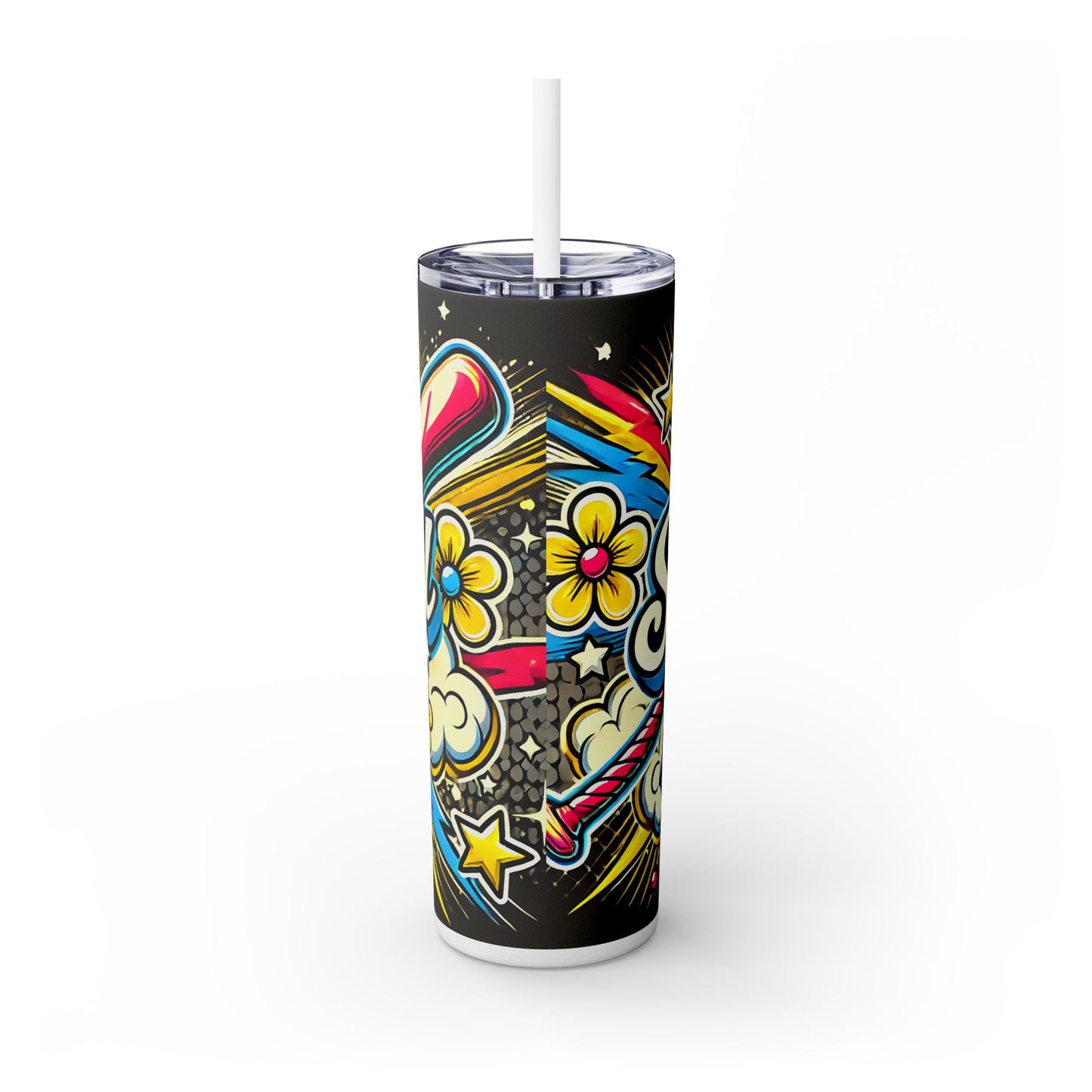 Cartoon Inspired Softball Mom Skinny Tumbler with Straw, 20oz