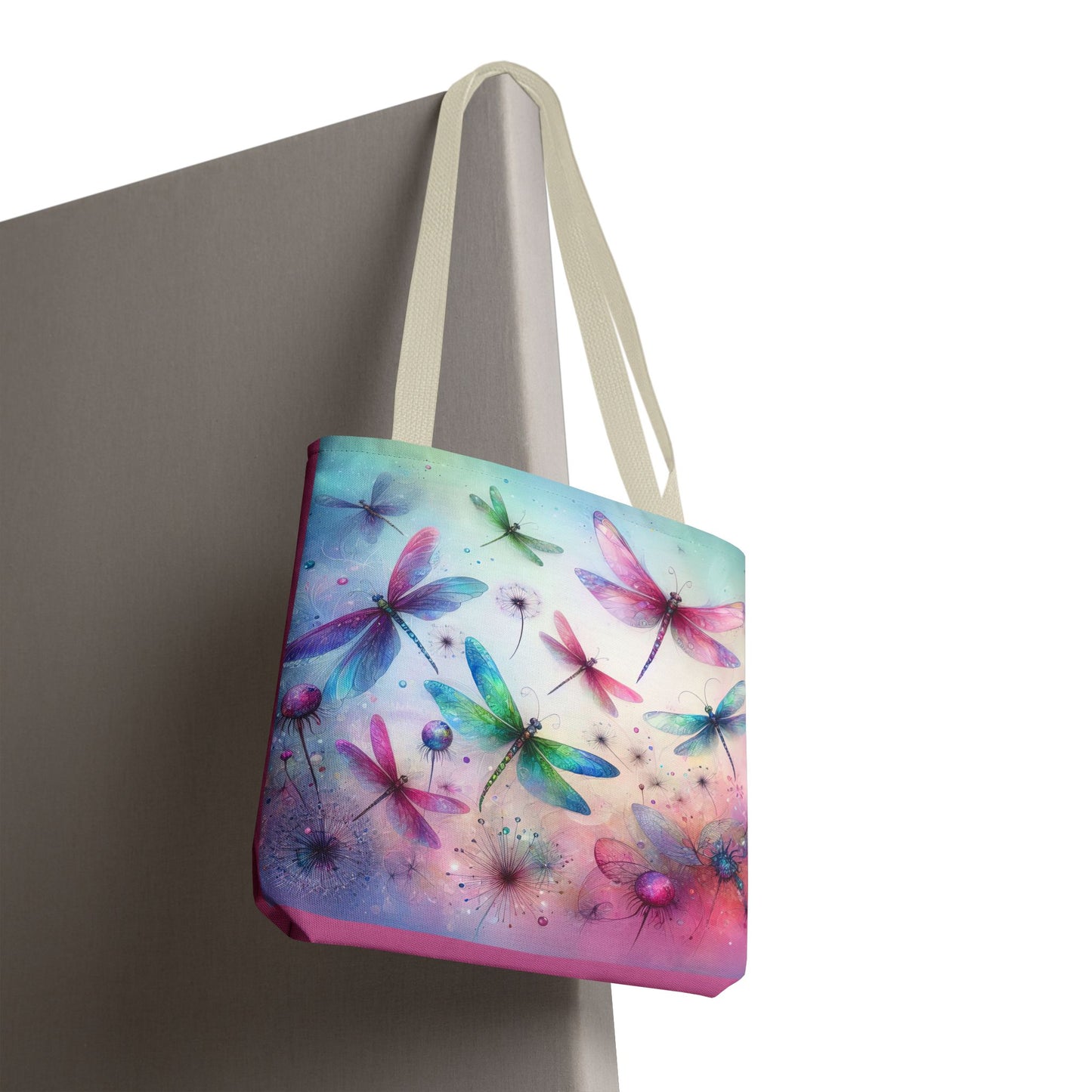 Dragonfly Tote Bag with Pastel Watercolor Design