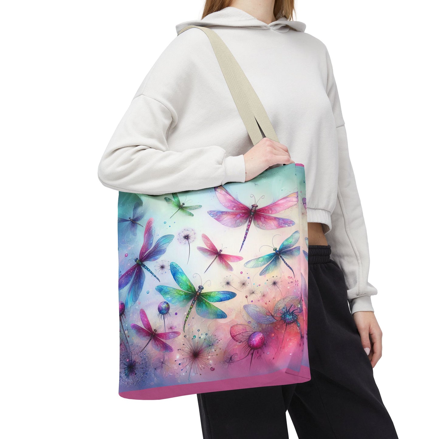 Dragonfly Tote Bag with Pastel Watercolor Design