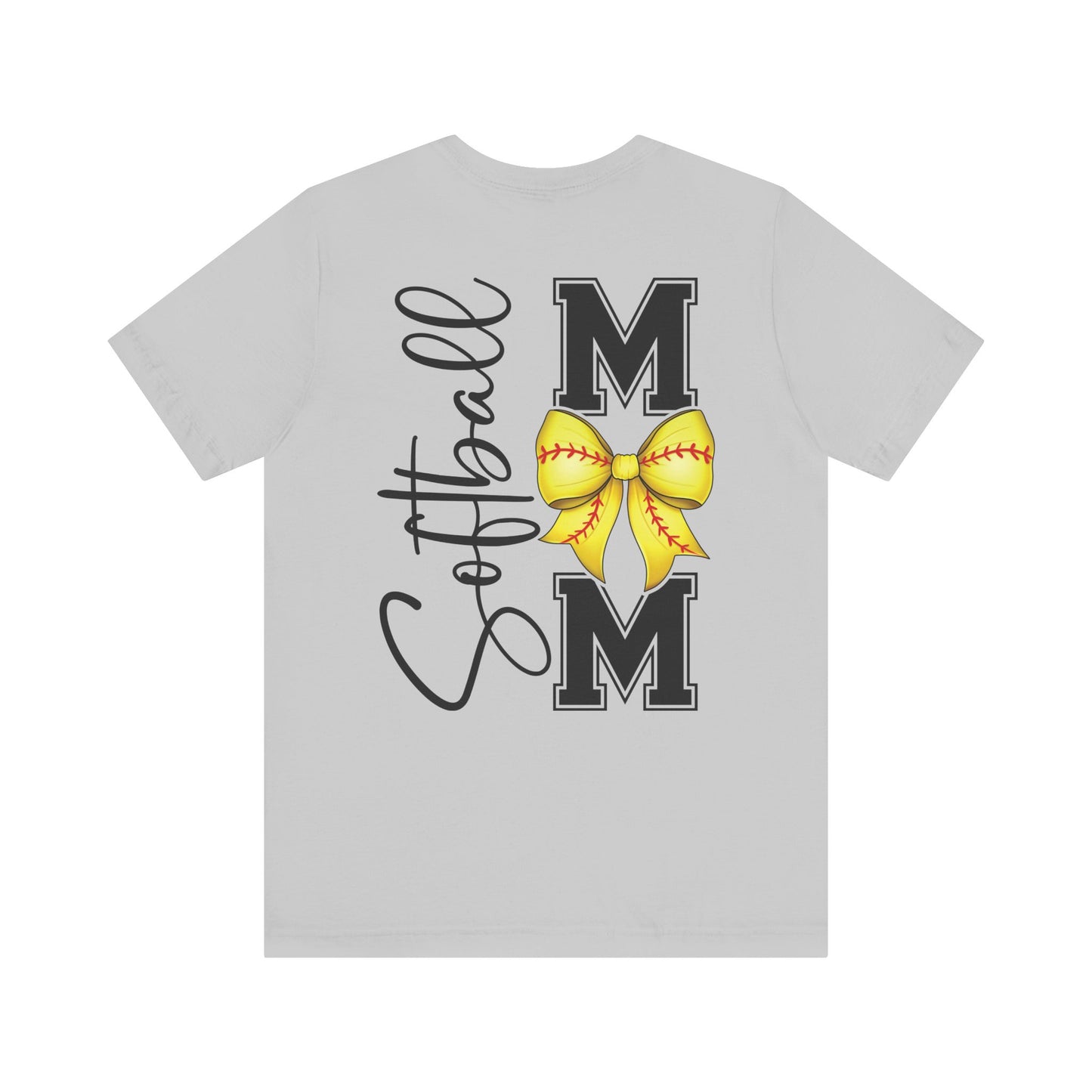 Coquette Bow Front Softball Mom  Rear T Shirt (Light)