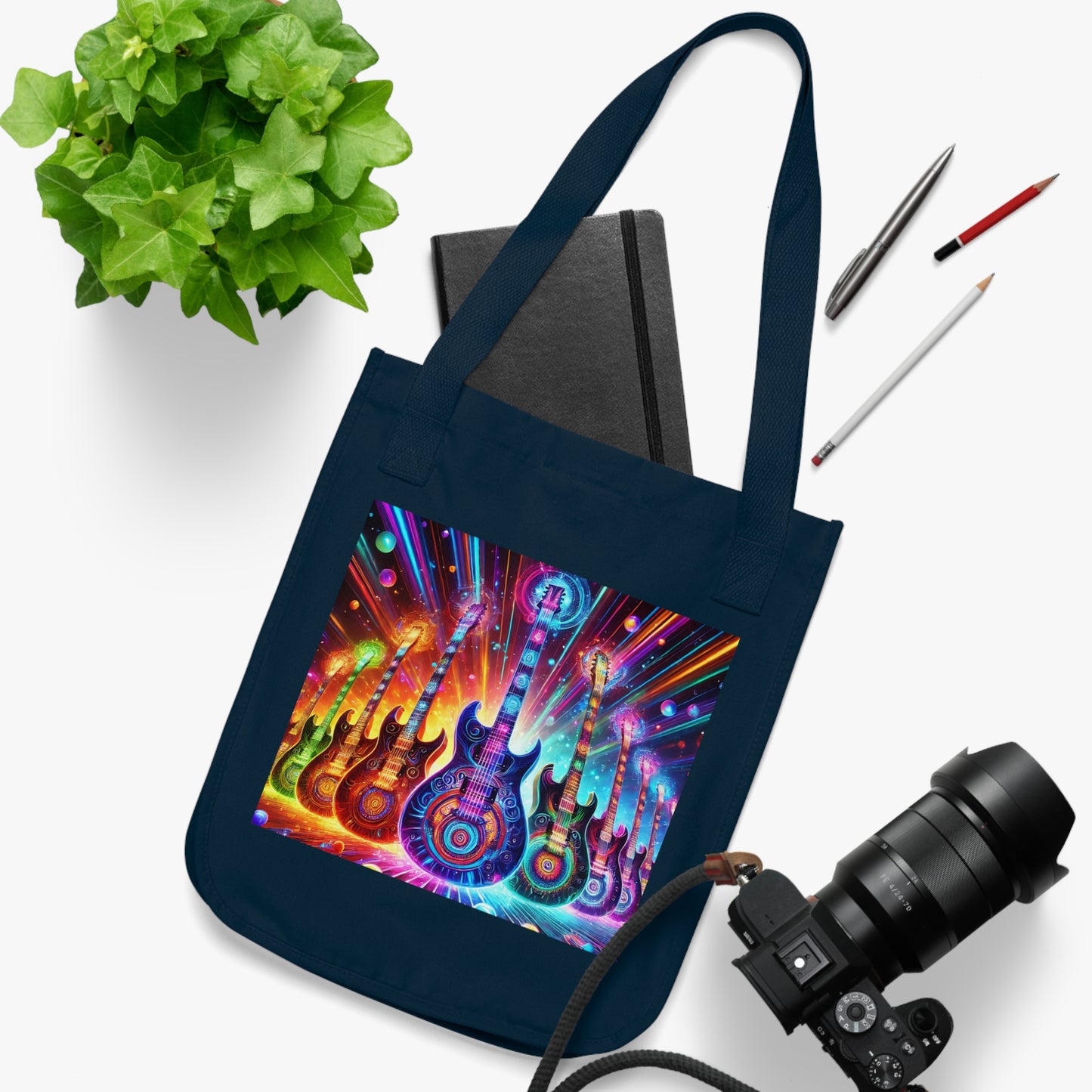 Retro Guitar Organic Canvas Tote Bag