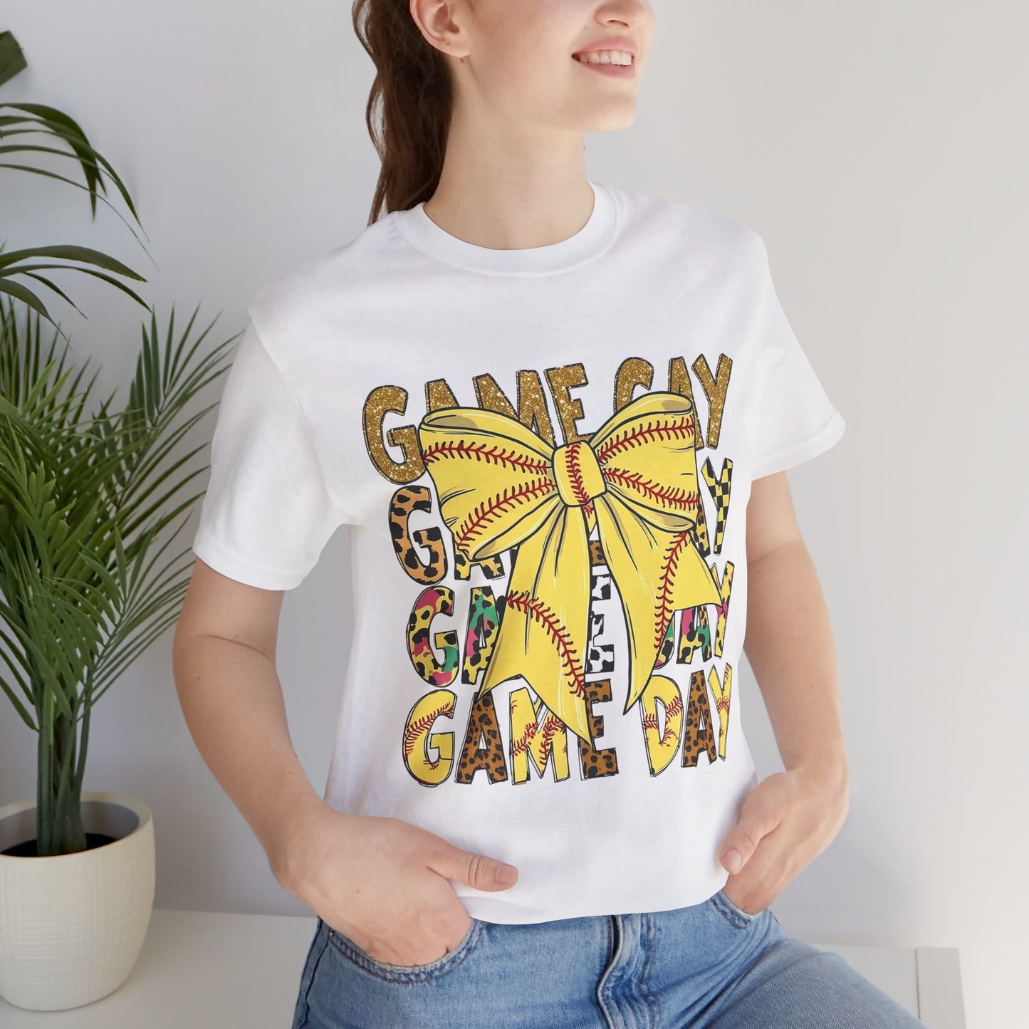 Softball Game Day Coquette Bow T Shirt