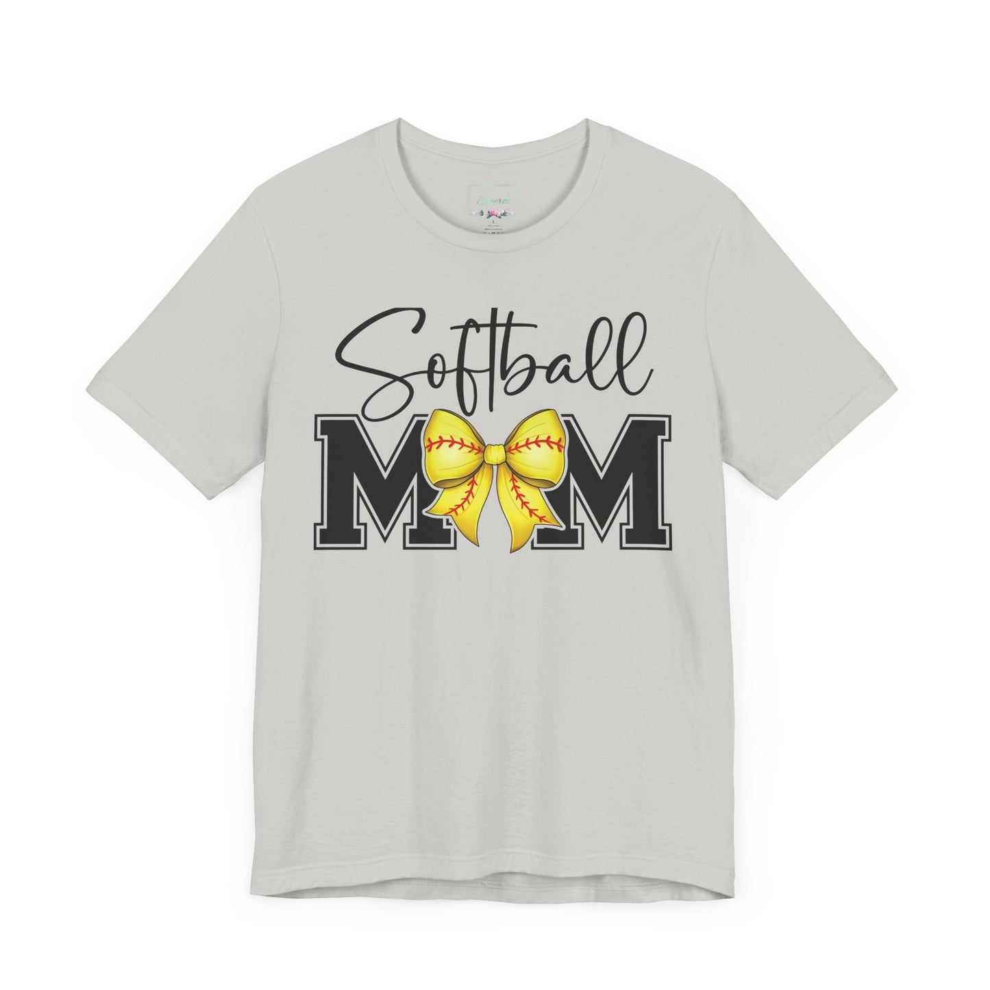 Cursive Softball Mom Coquette Bow T Shirt (Light)