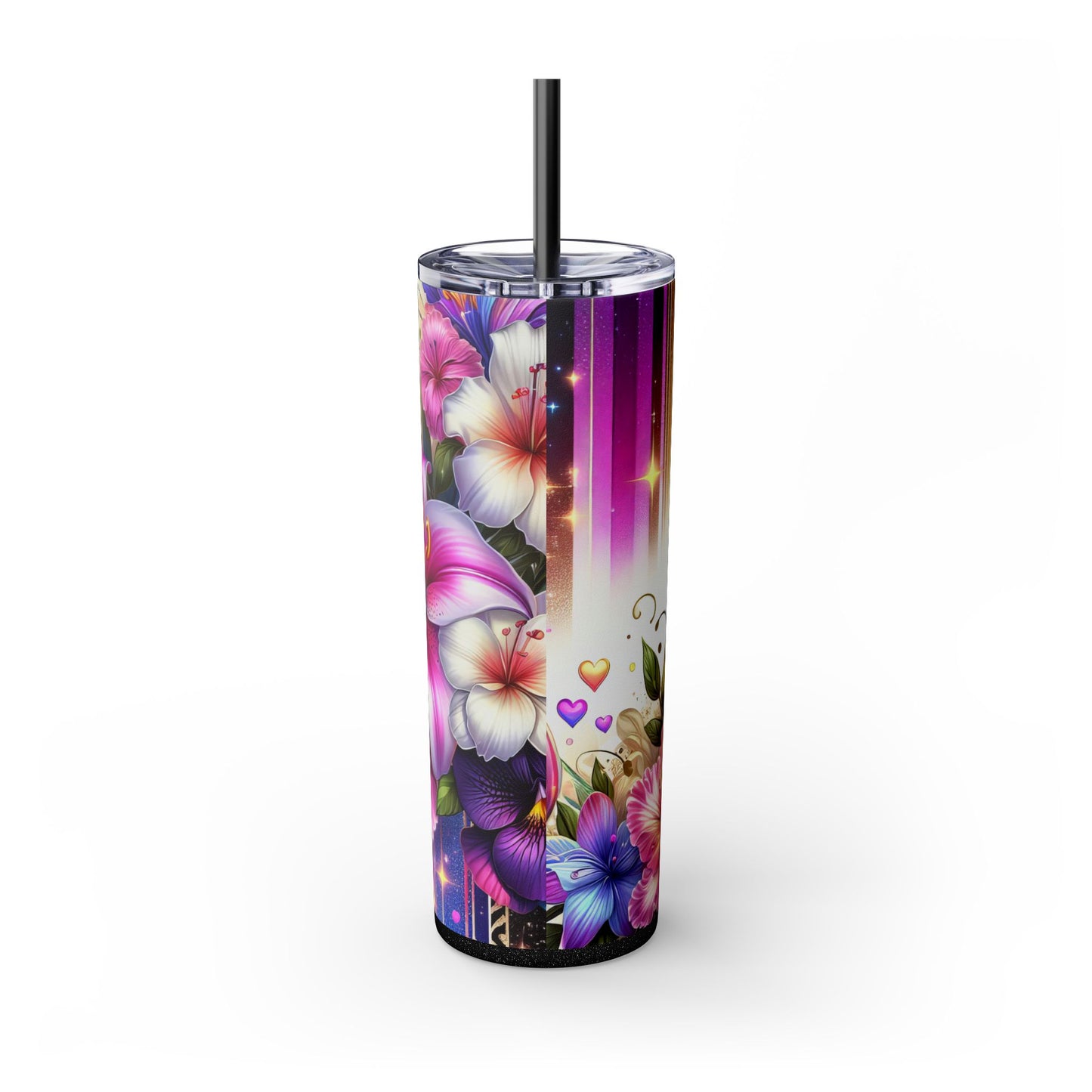 Colorful Orchid Skinny Tumbler with Straw, 20oz