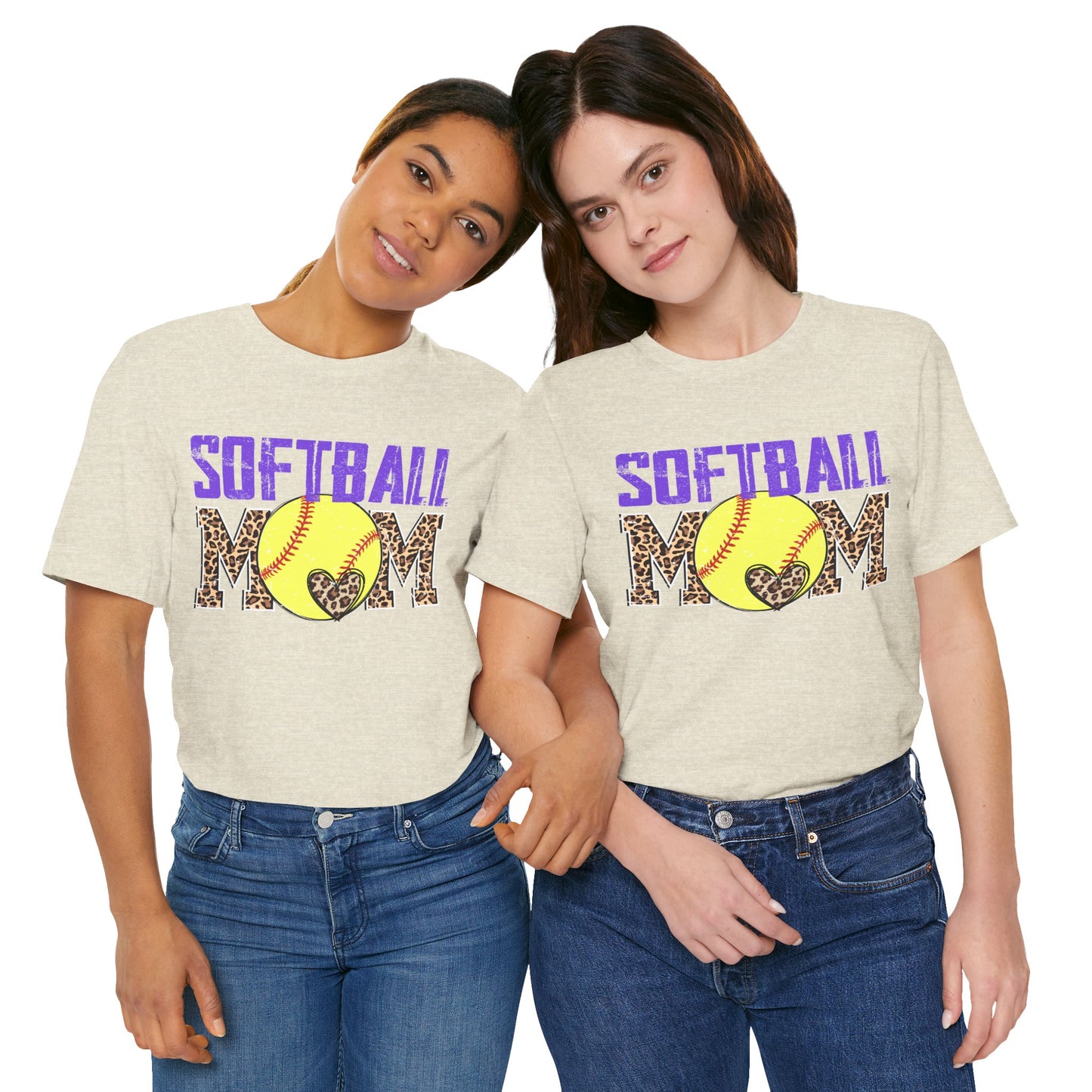 Leopard Softball Mom T Shirt (Light)