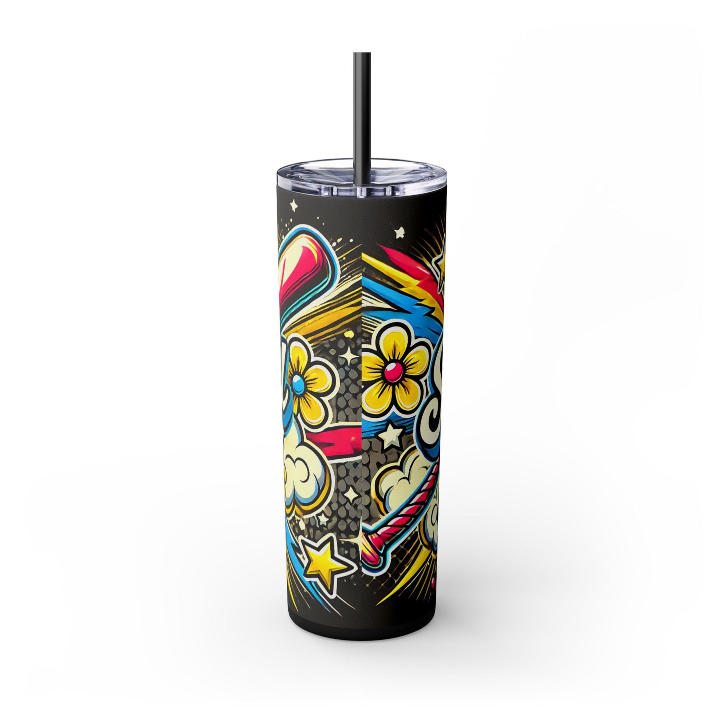 Cartoon Inspired Softball Mom Skinny Tumbler with Straw, 20oz