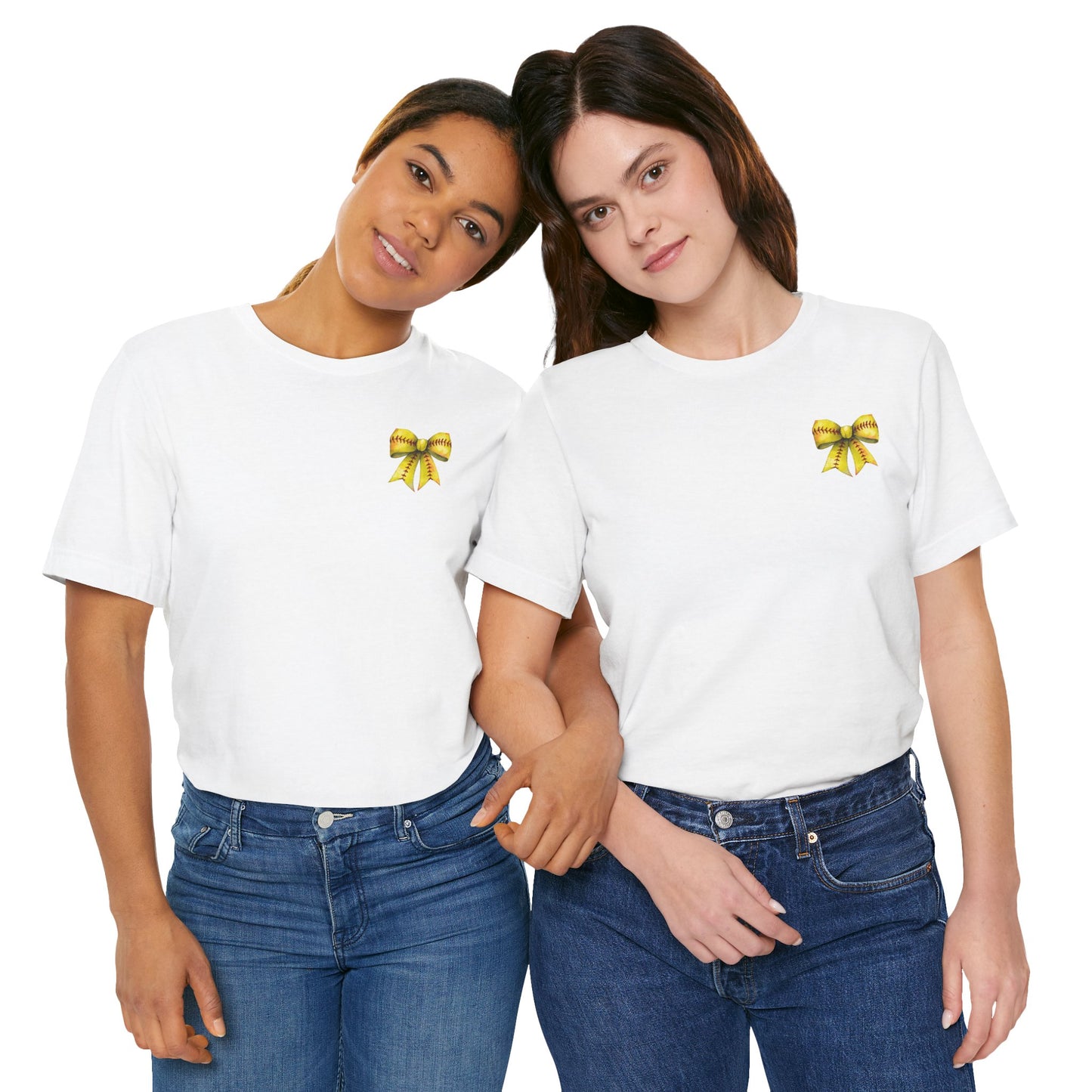 Coquette Bow Front Softball Mom  Rear T Shirt (Light)