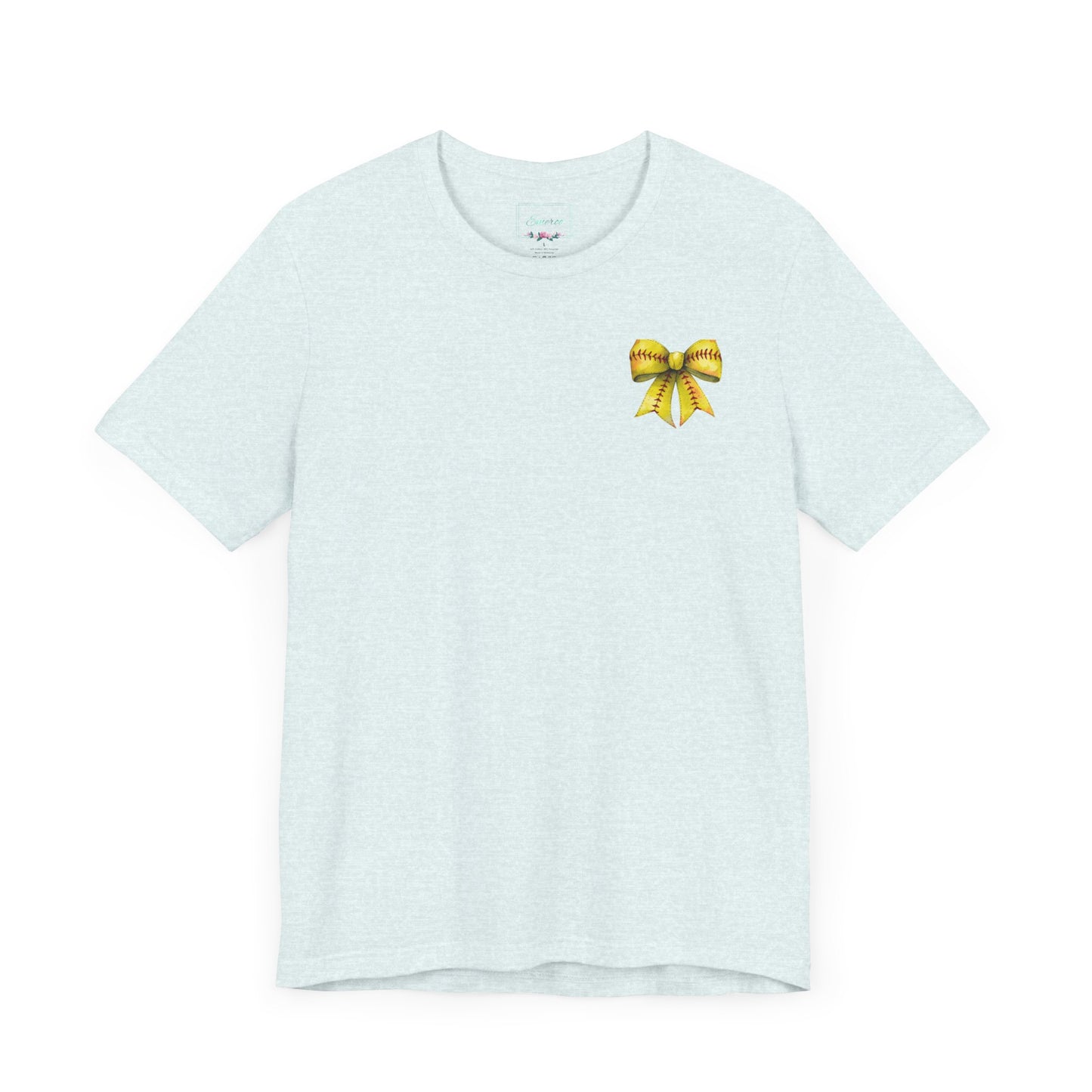 Coquette Bow Front Softball Mom  Rear T Shirt (Light)