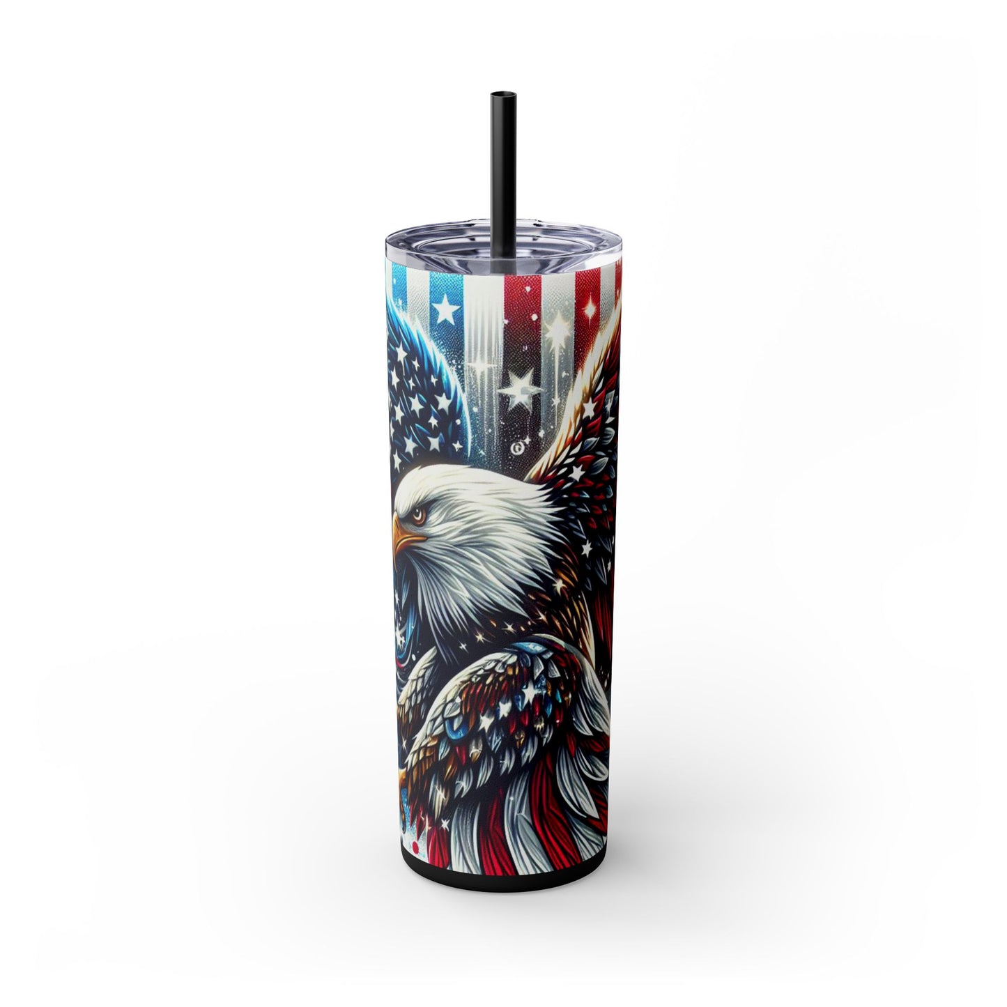 Patriotic Eagle Skinny Tumbler with Straw, 20oz