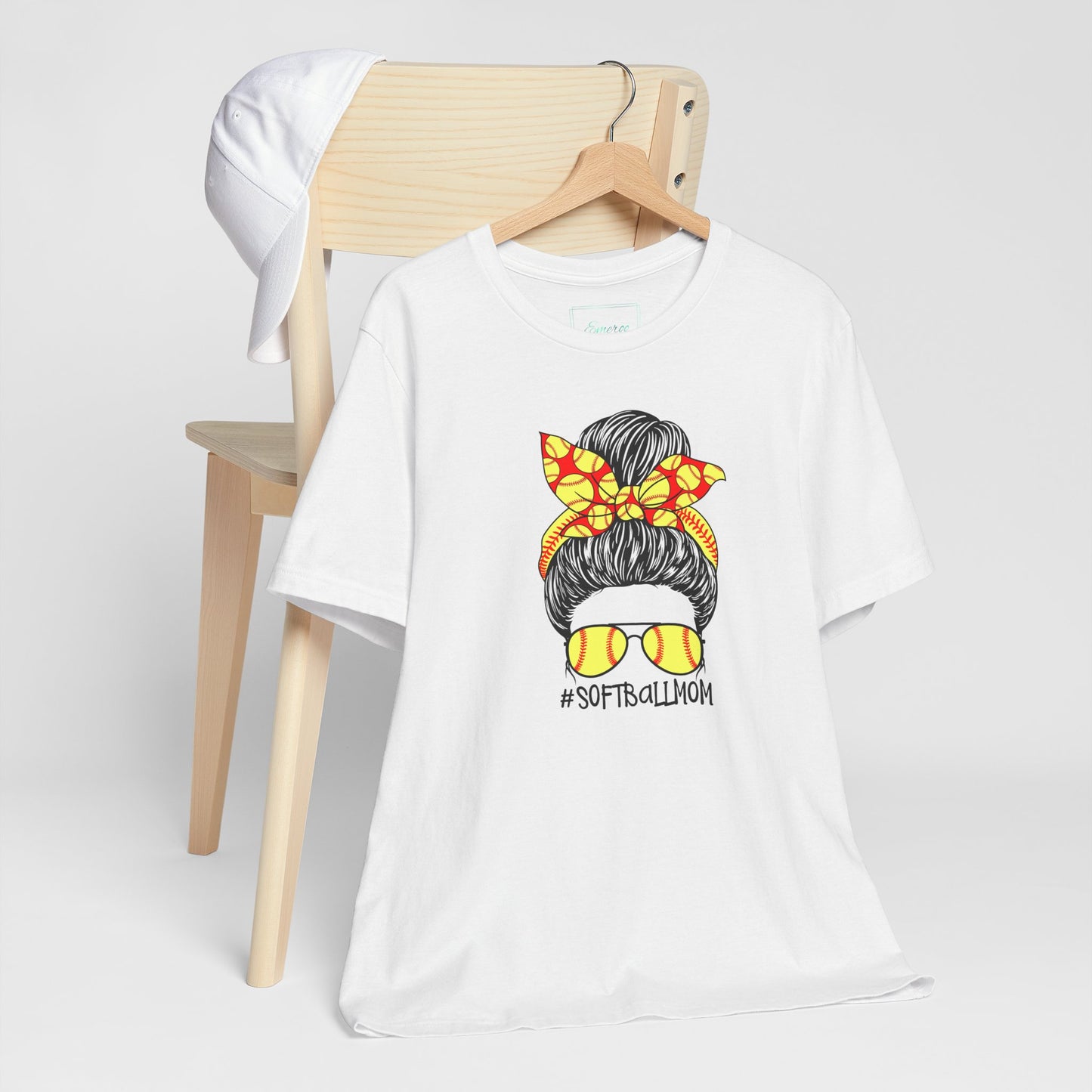 Softball Mom Messy Bun and Glasses T Shirt (Light)
