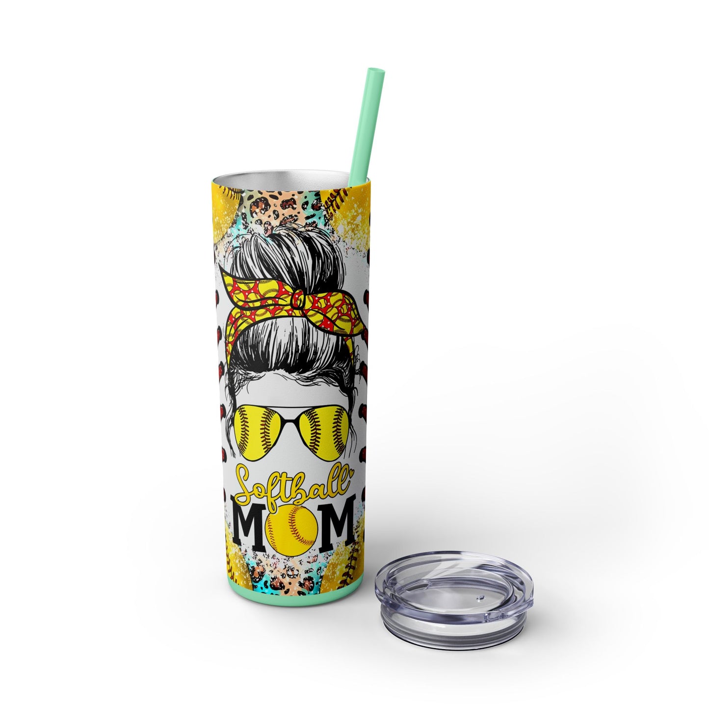 Softball Mom Skinny Tumbler with Straw, 20oz