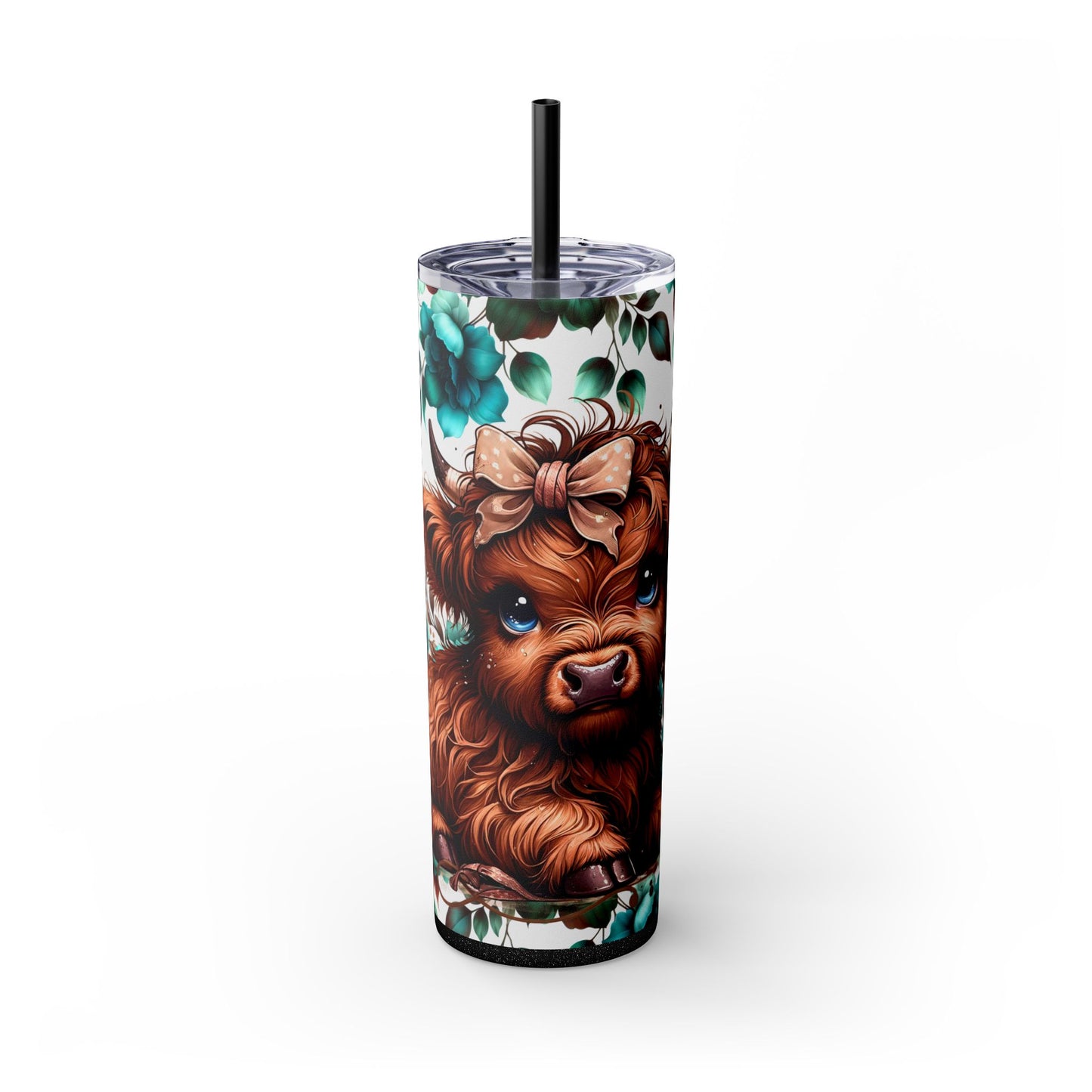 Brown highland cow Skinny Tumbler with Straw, 20oz