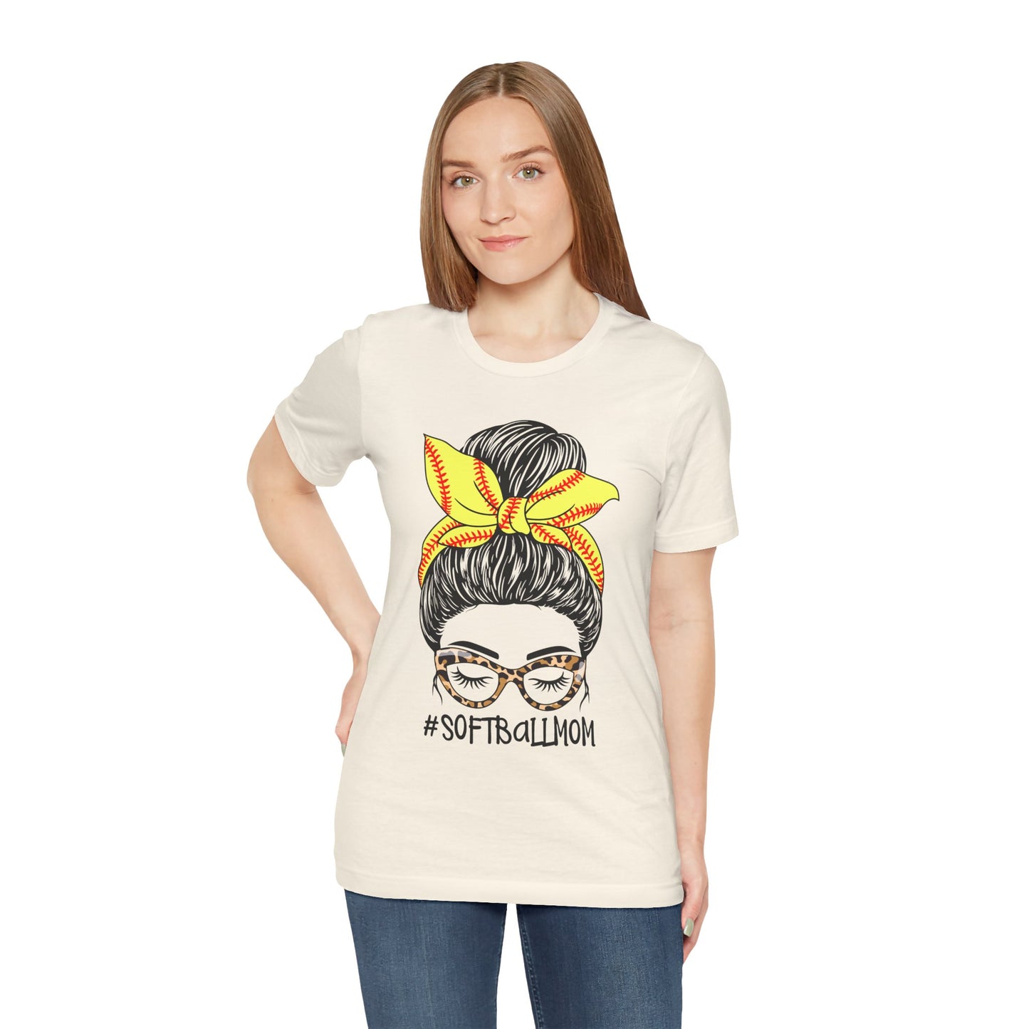 Messy Bun Softball Mom T Shirt (Light)