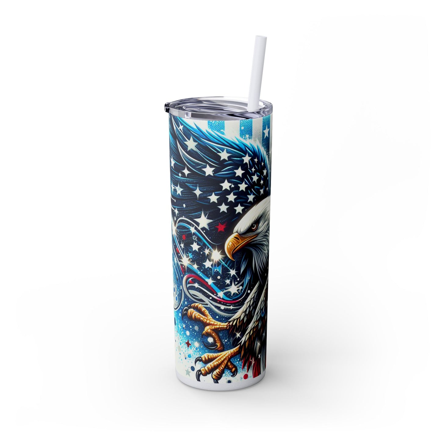 Patriotic Eagle Skinny Tumbler with Straw, 20oz